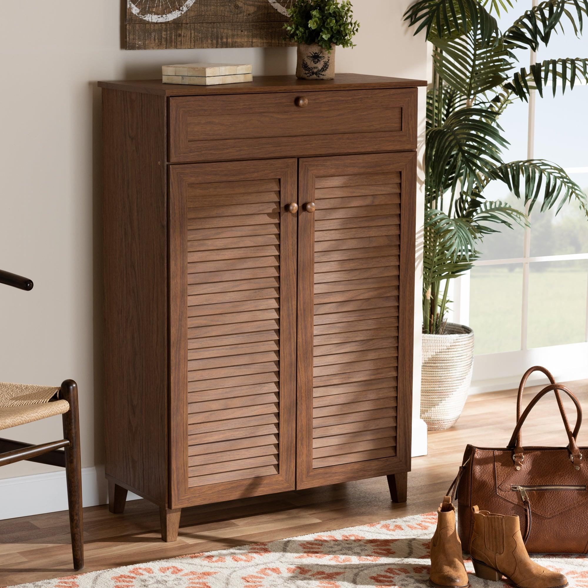 Coolidge Modern and Contemporary Finished 5-Shelf Wood Shoe Storage Cabinet
