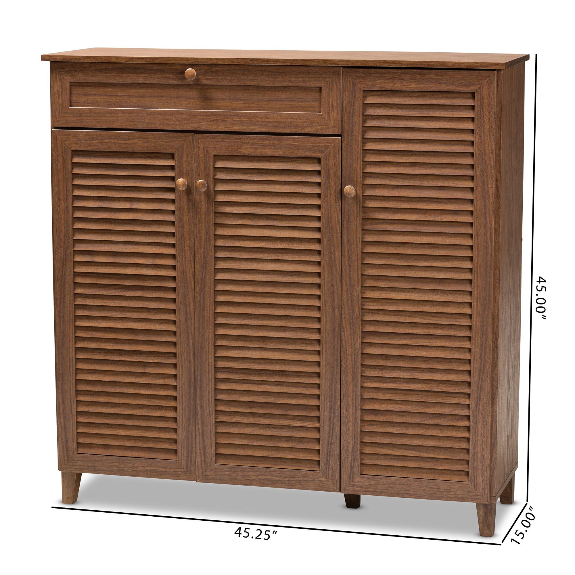Coolidge Modern and Contemporary Finished 11-Shelf Wood Shoe Storage Cabinet