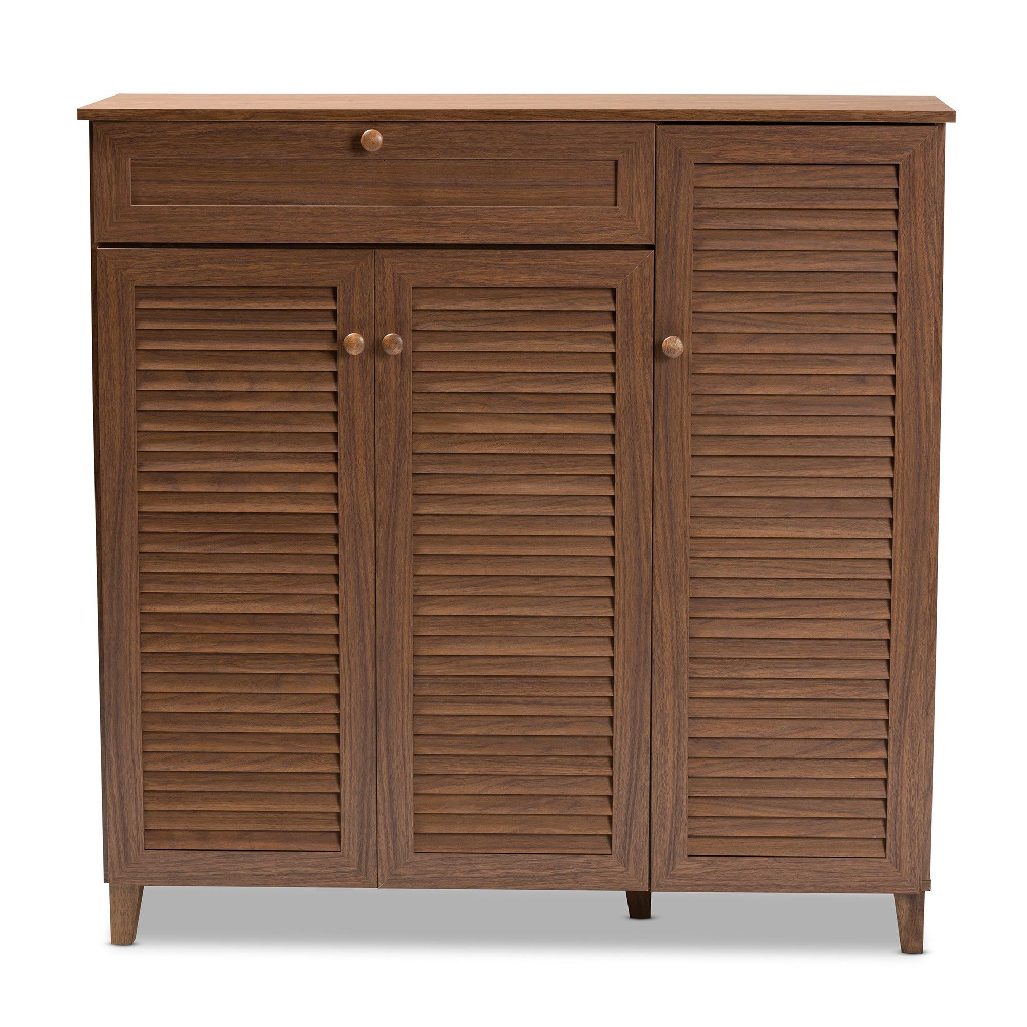 Coolidge Modern and Contemporary Finished 11-Shelf Wood Shoe Storage Cabinet