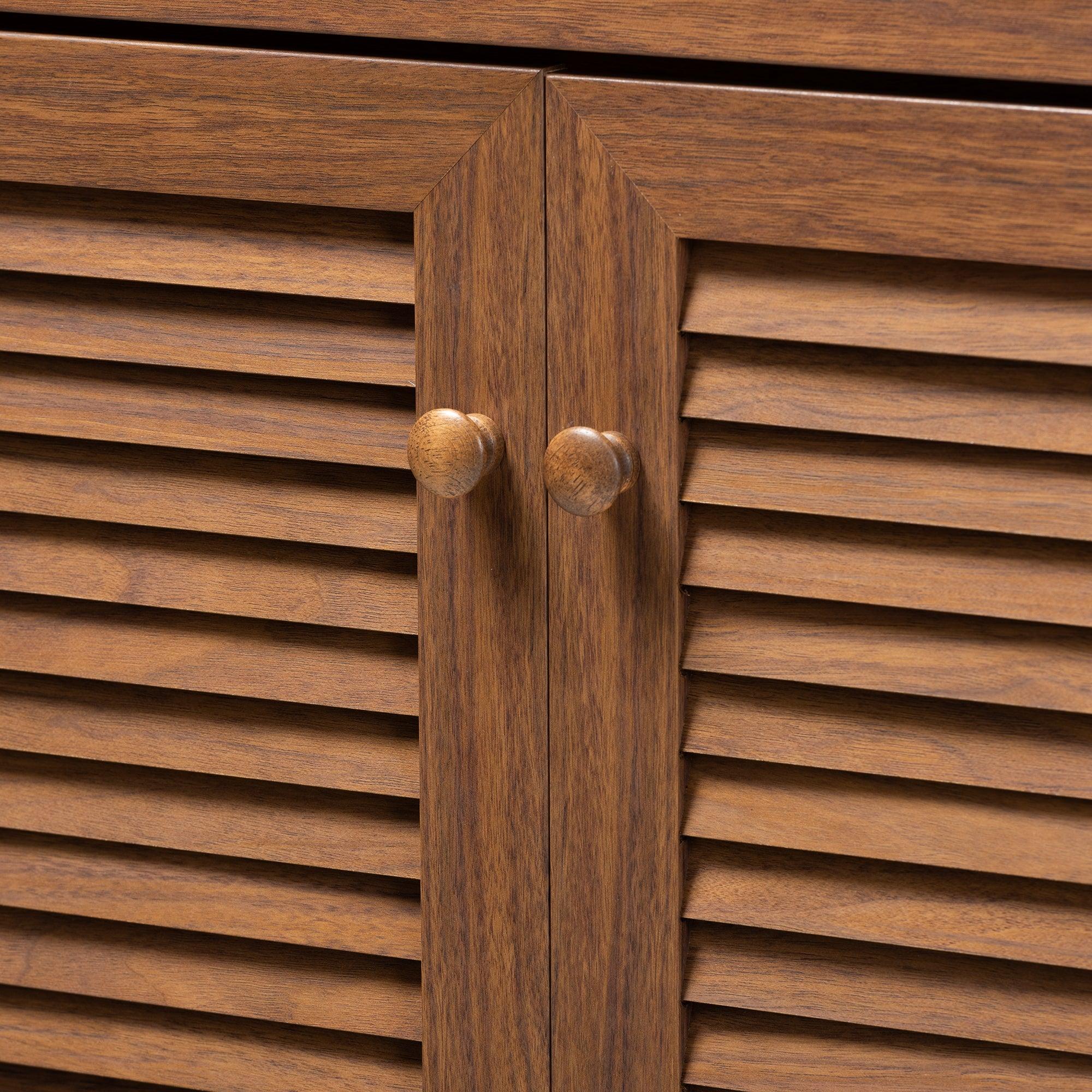 Coolidge Modern and Contemporary Finished 11-Shelf Wood Shoe Storage Cabinet
