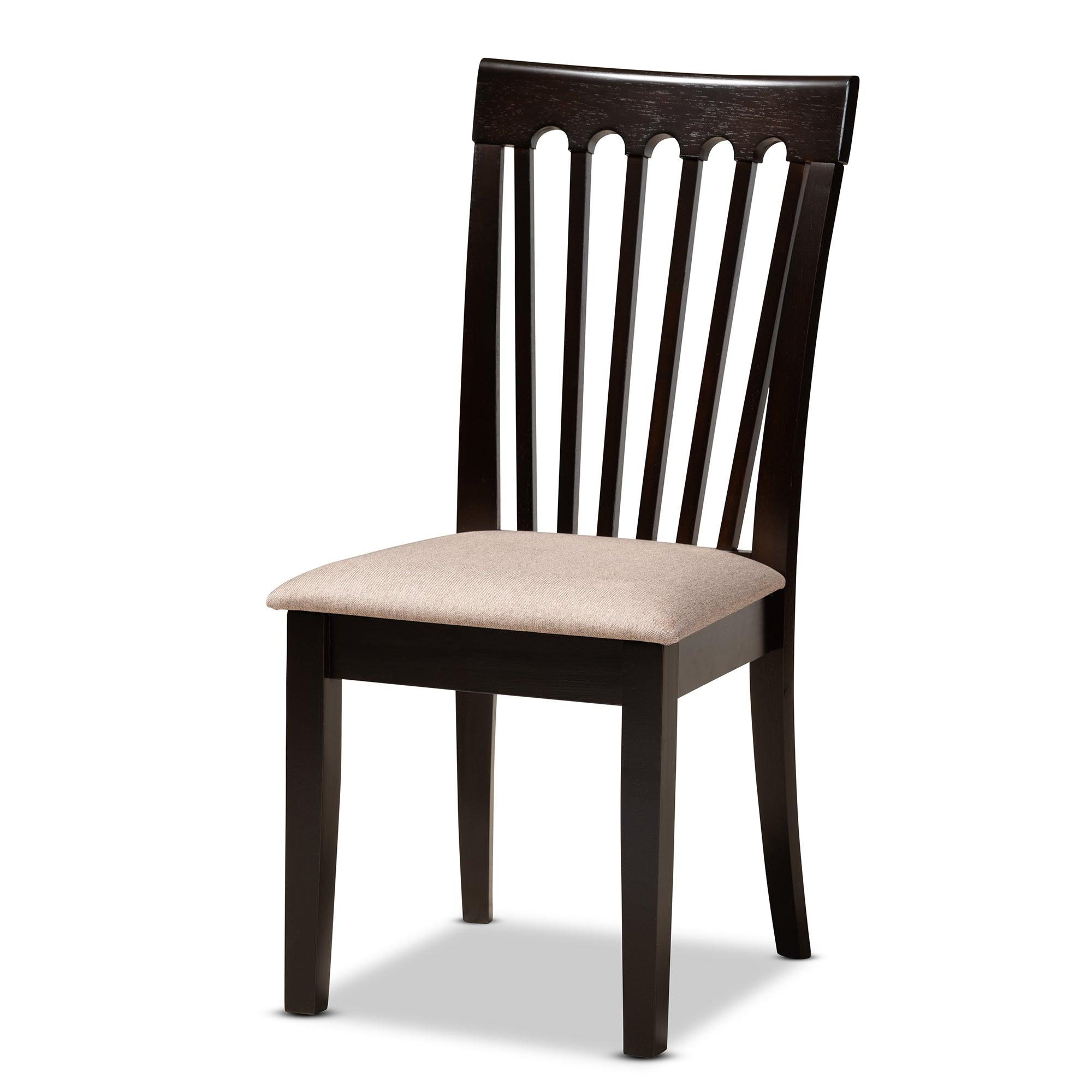 Nellie Modern and Contemporary Sand Fabric Upholstered and Finished Wood 5-Piece Dining Set
