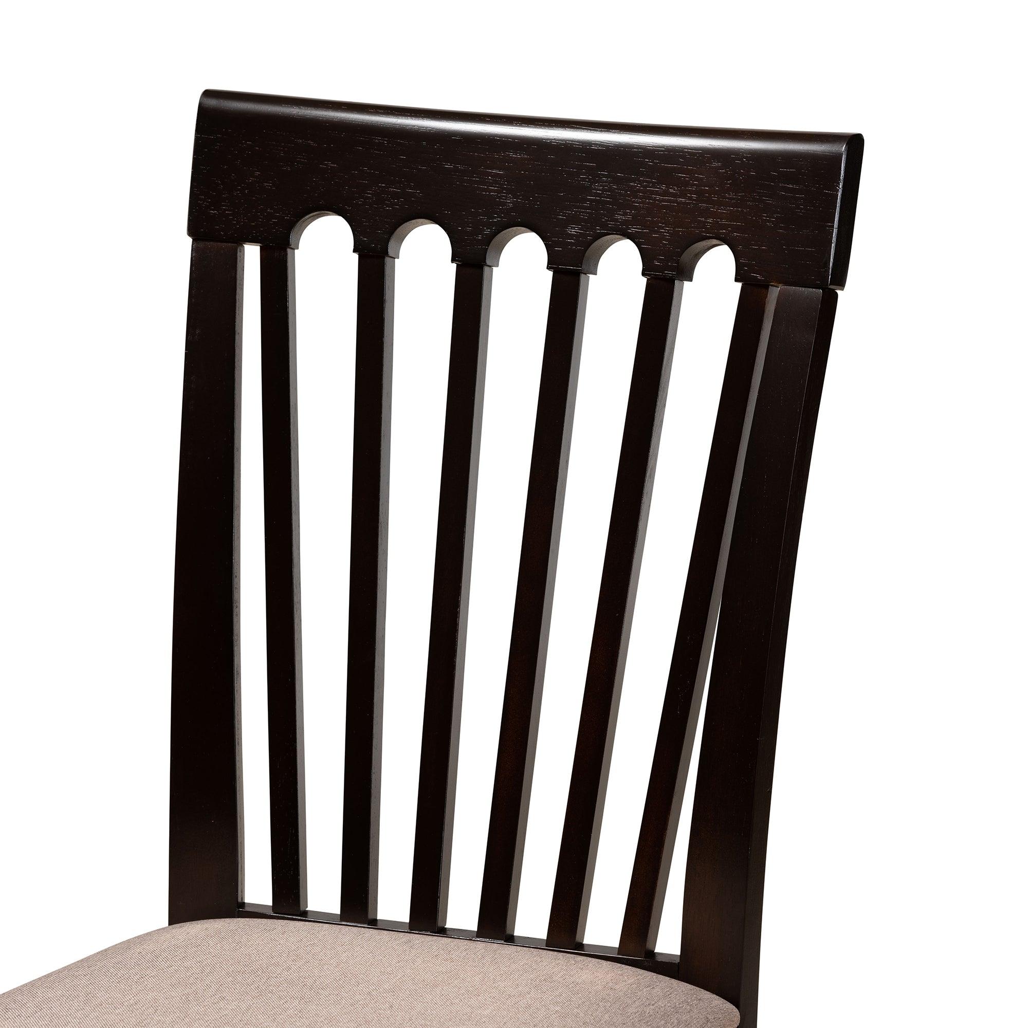 Nellie Modern and Contemporary Sand Fabric Upholstered and Finished Wood 5-Piece Dining Set