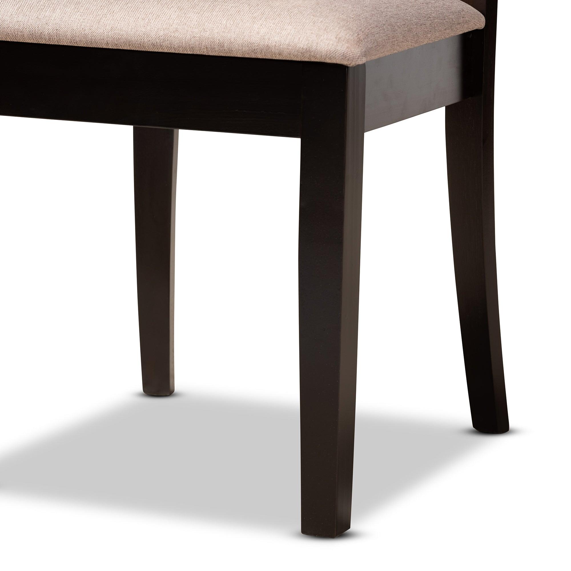 Nellie Modern and Contemporary Sand Fabric Upholstered and Finished Wood 5-Piece Dining Set