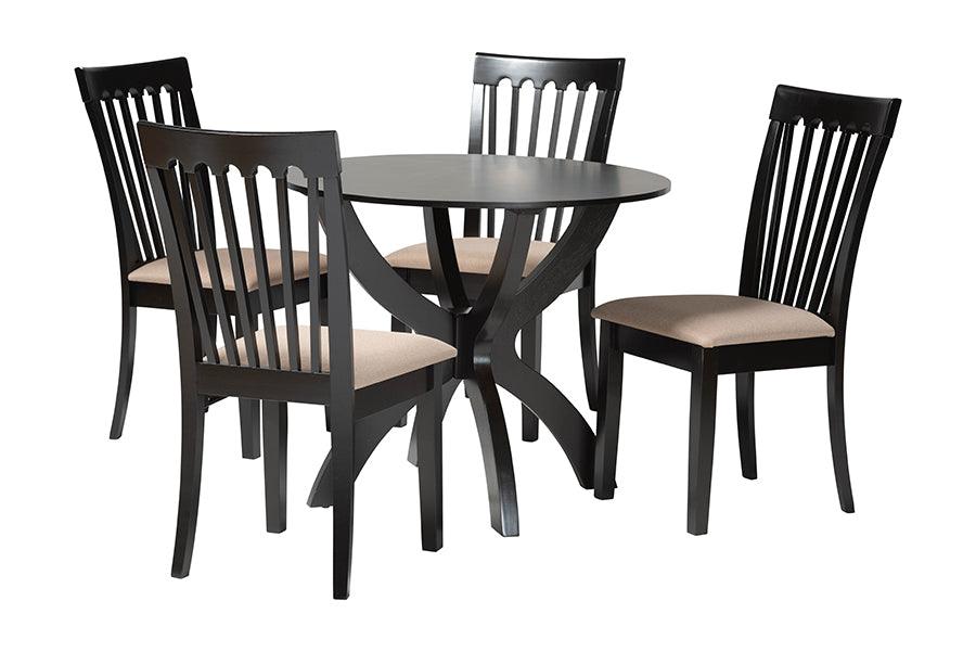 Bailey Modern Sand Fabric and Finished Wood 5-Piece Dining Set