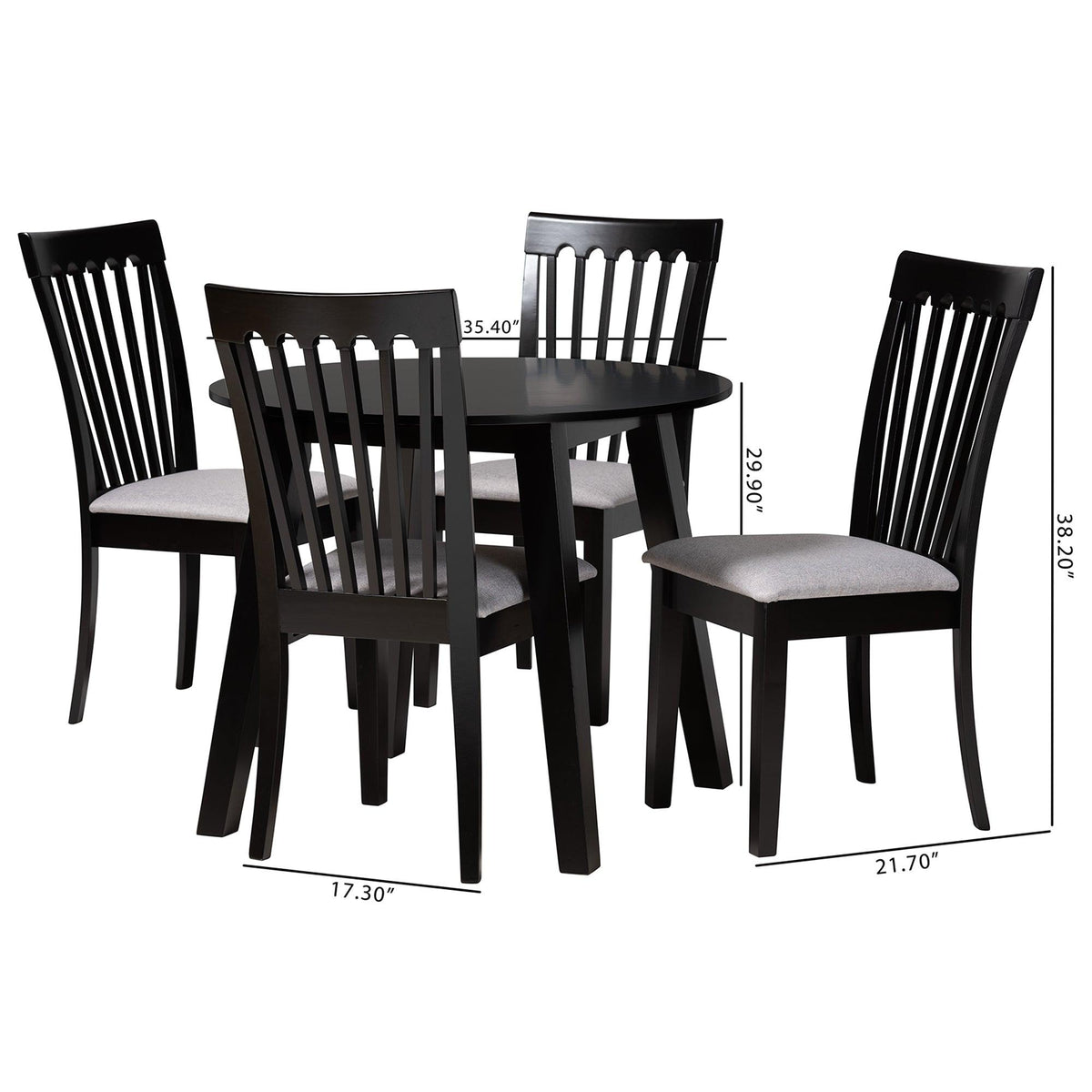 Nina Modern Fabric and Espresso Finished Wood 5-Piece Dining Set