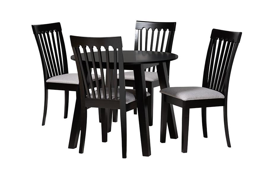 Nina Modern Fabric and Espresso Finished Wood 5-Piece Dining Set