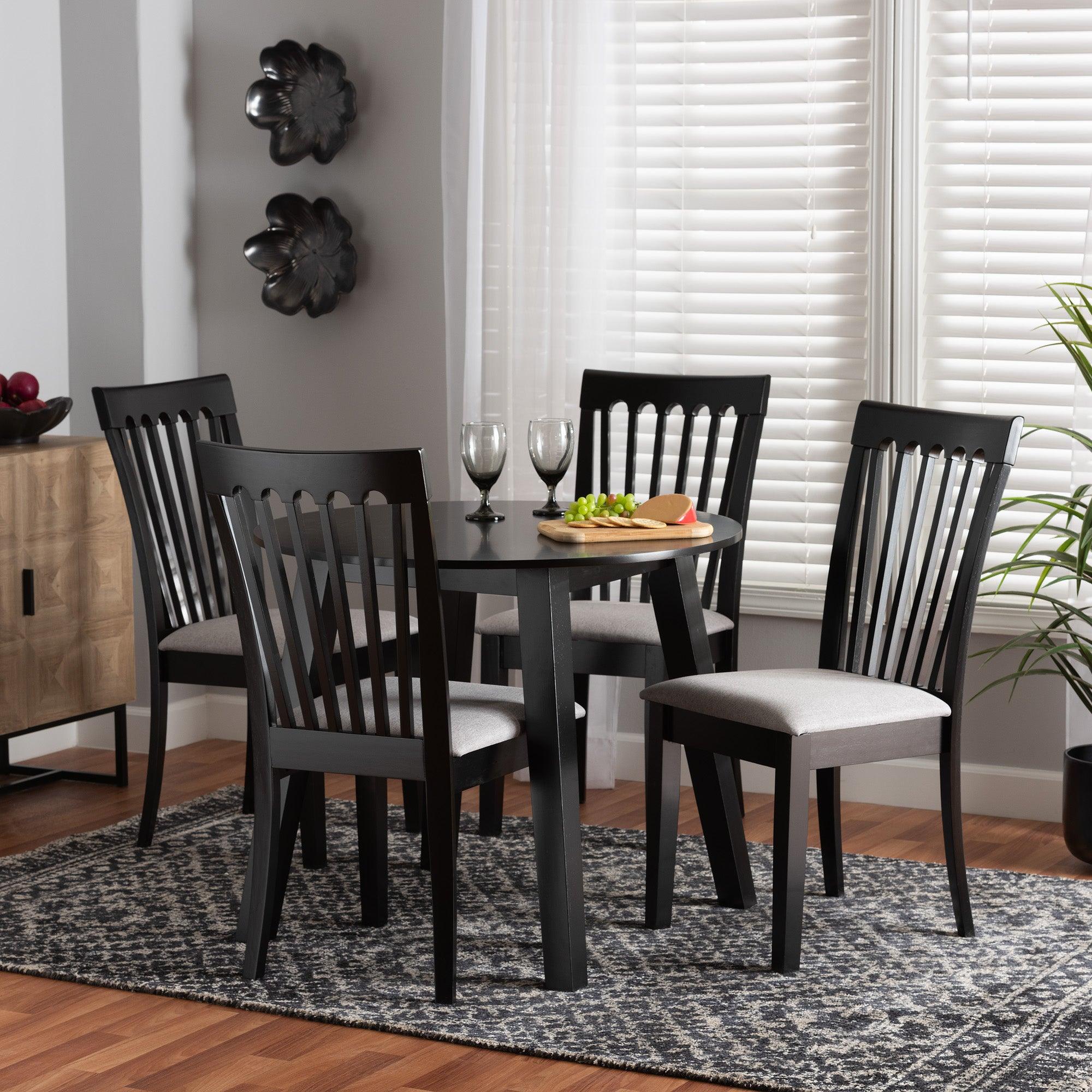 Nina Modern Fabric and Espresso Finished Wood 5-Piece Dining Set