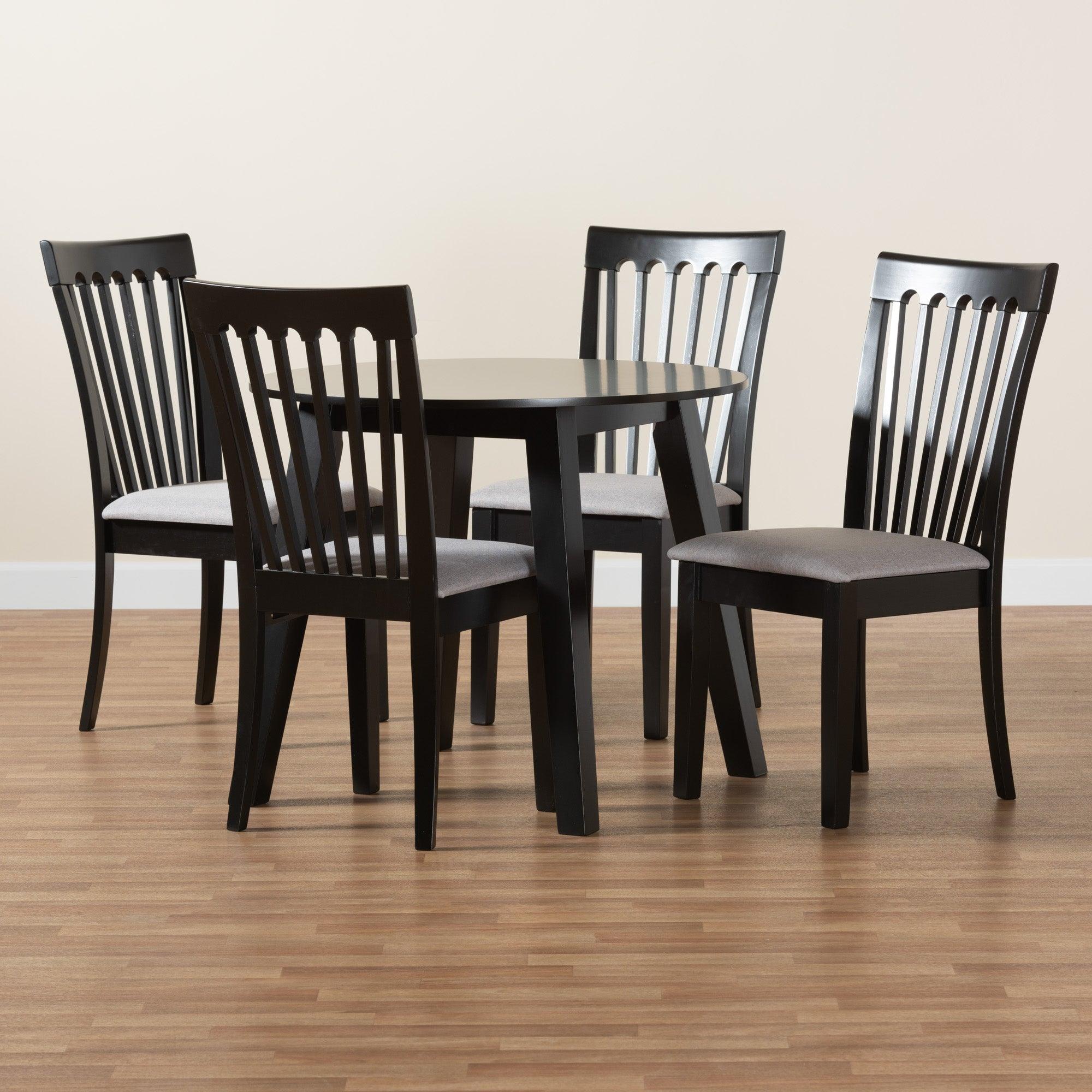 Nina Modern Fabric and Espresso Finished Wood 5-Piece Dining Set