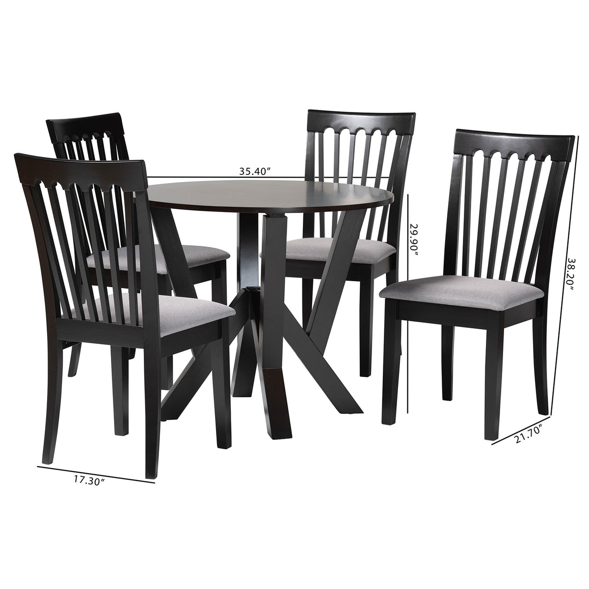 Marian Modern Fabric and Finished Wood 5-Piece Dining Set