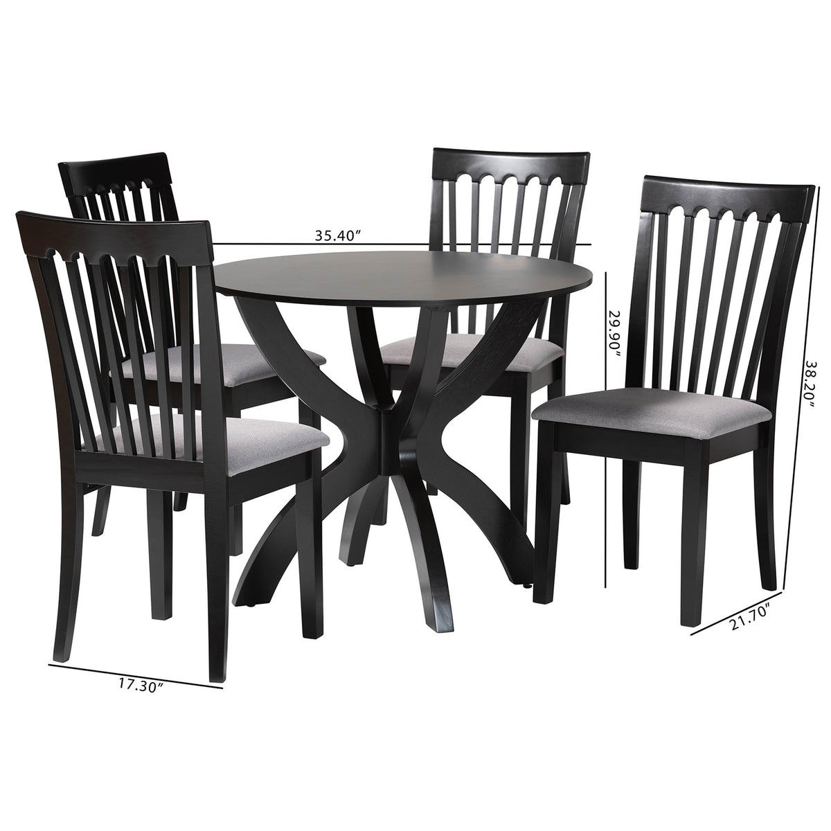 Bailey Modern Fabric and Finished Wood 5-Piece Dining Set