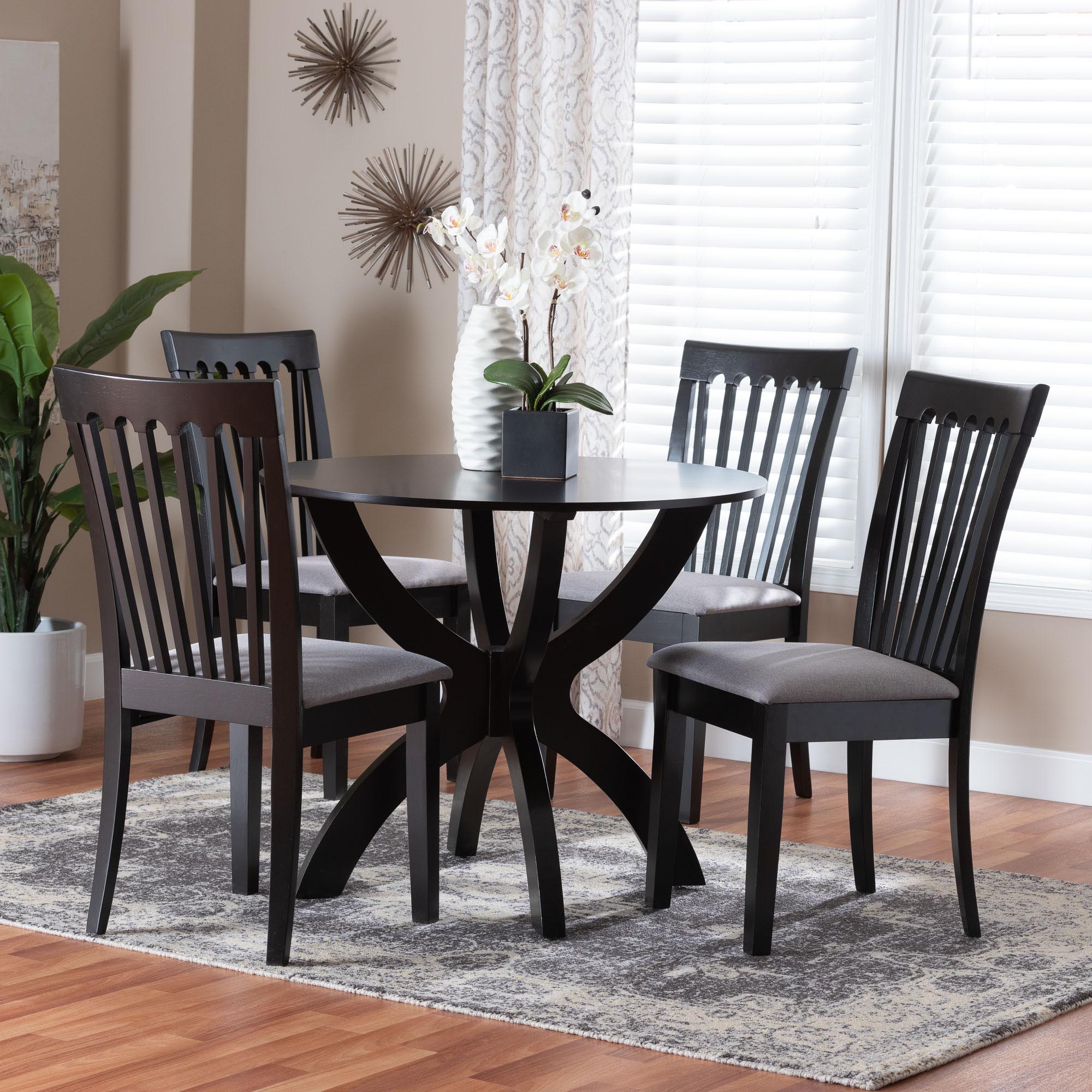 Bailey Modern Fabric and Finished Wood 5-Piece Dining Set