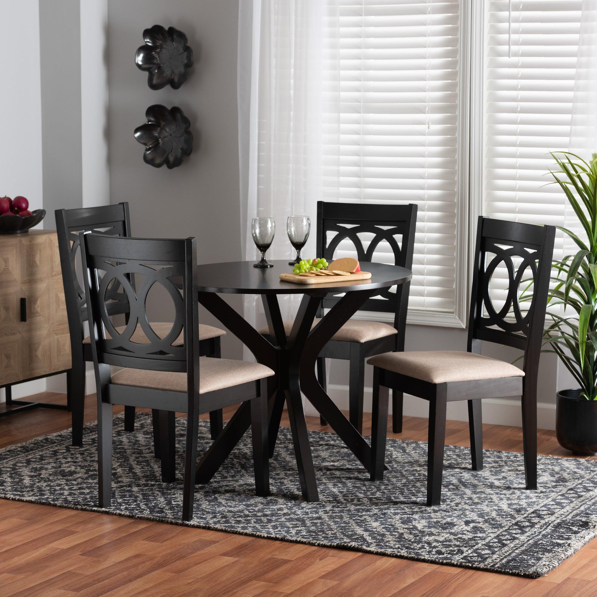 Sanne Modern Fabric and Espresso Finished Wood 5-Piece Dining Set