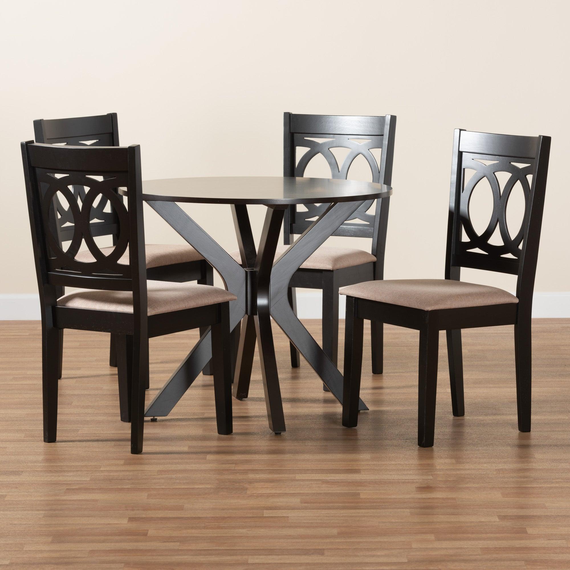 Sanne Modern Fabric and Espresso Finished Wood 5-Piece Dining Set