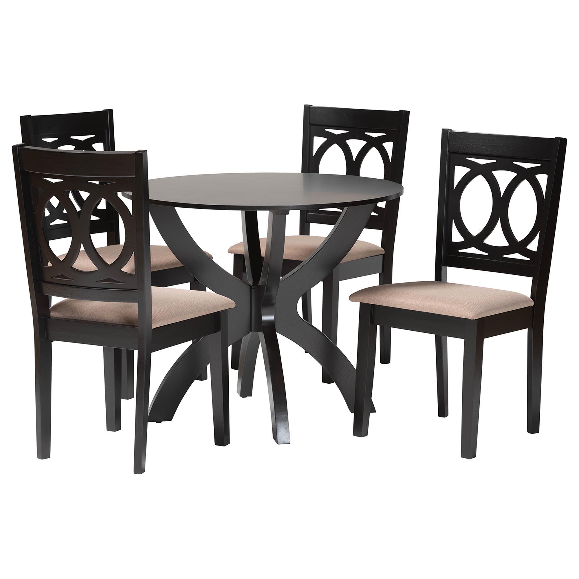 Rita Modern Sand Finished Wood 5-Piece Dining Set