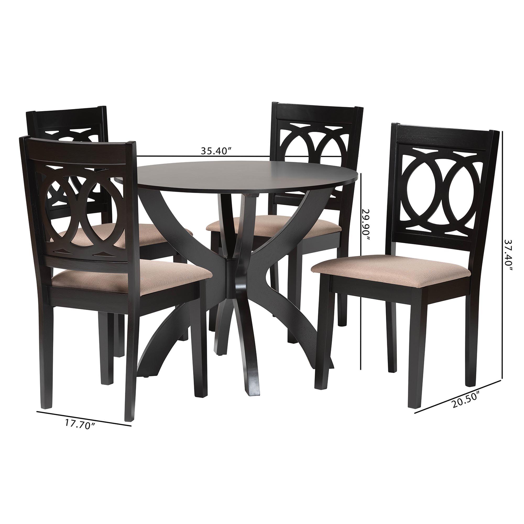 Rita Modern Sand Finished Wood 5-Piece Dining Set