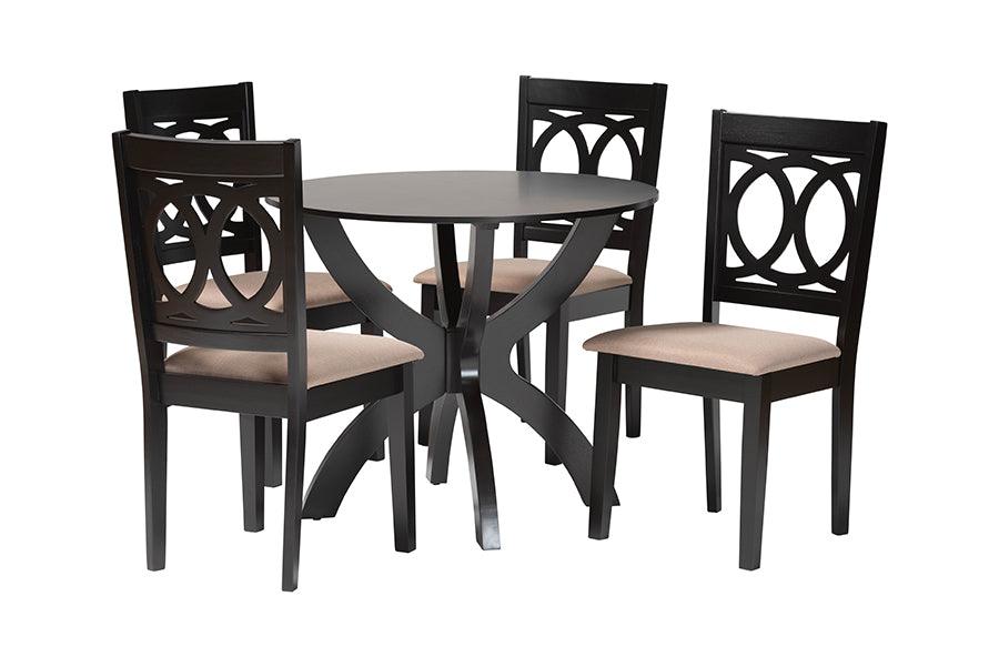 Rita Modern Sand Finished Wood 5-Piece Dining Set