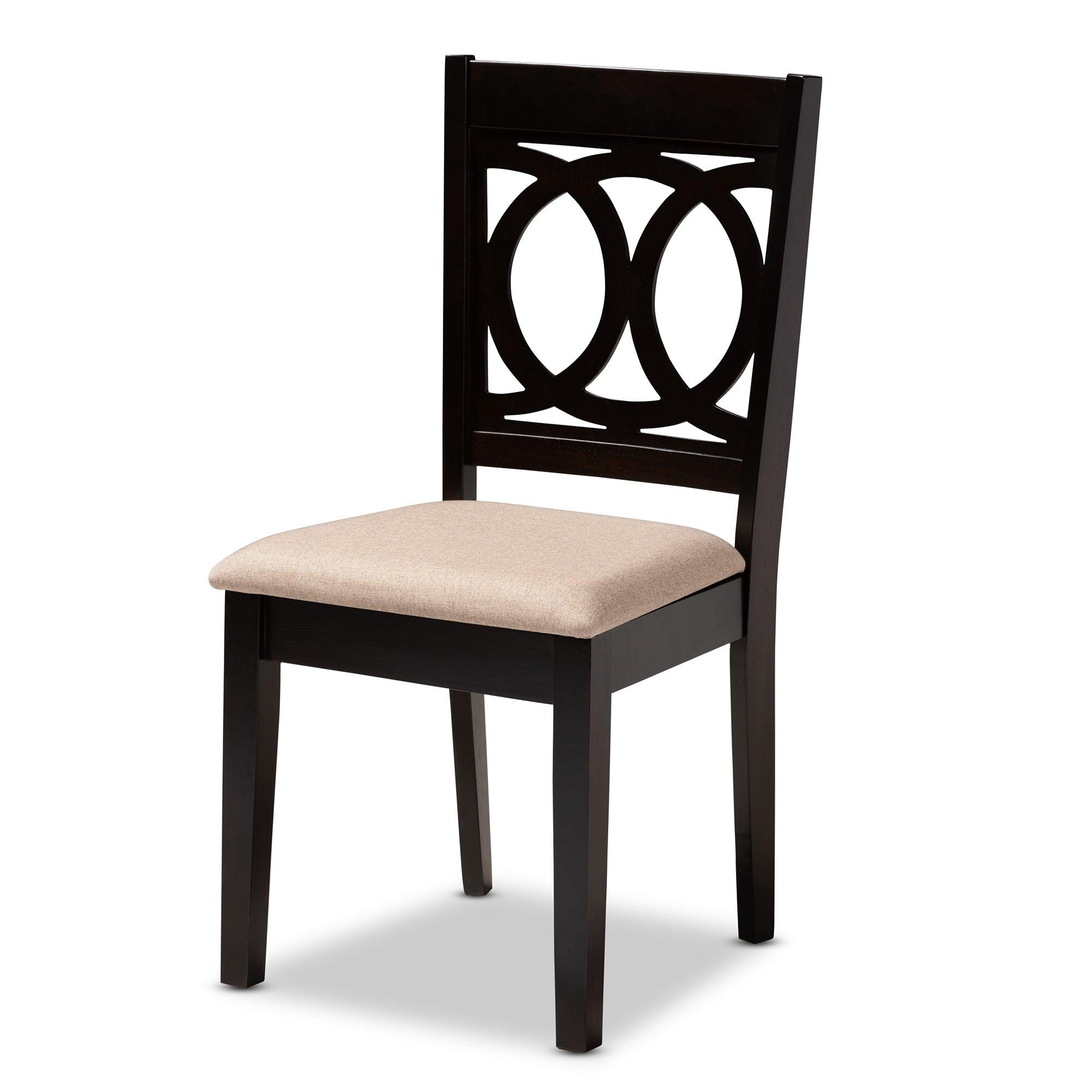 Bennett Modern and Contemporary Sand Fabric Upholstered and Finished Wood 6-Piece Dining Set