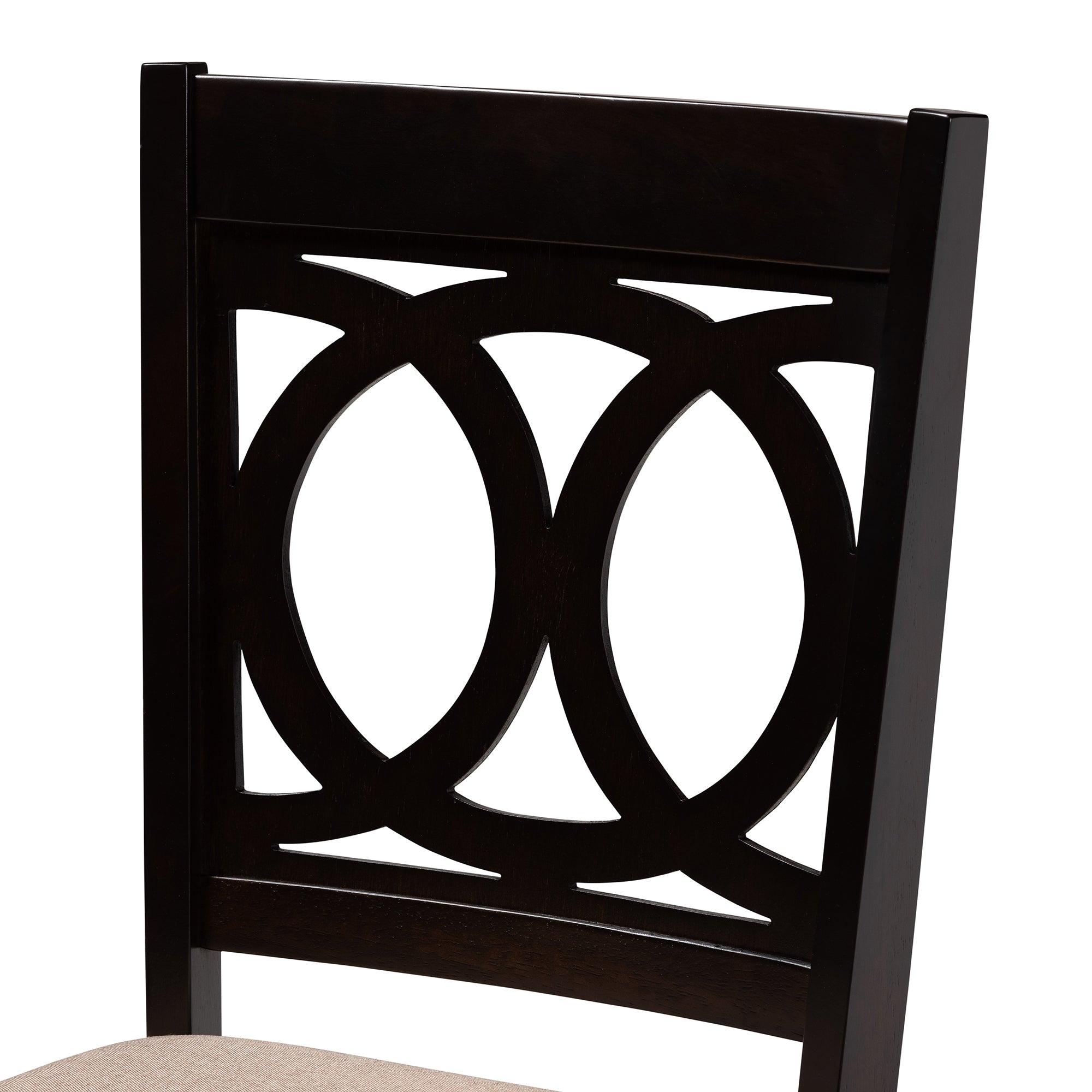 Bennett Modern and Contemporary Sand Fabric Upholstered and Finished Wood 6-Piece Dining Set