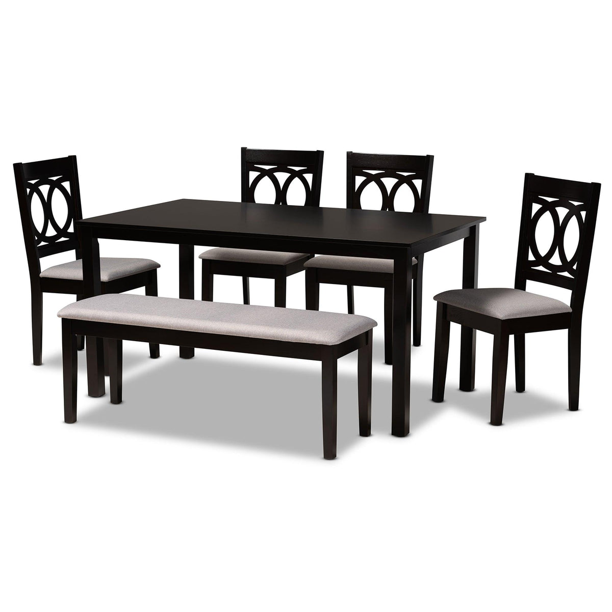 Bennett Modern and Contemporary Fabric Upholstered and Finished Wood 6-Piece Dining Set
