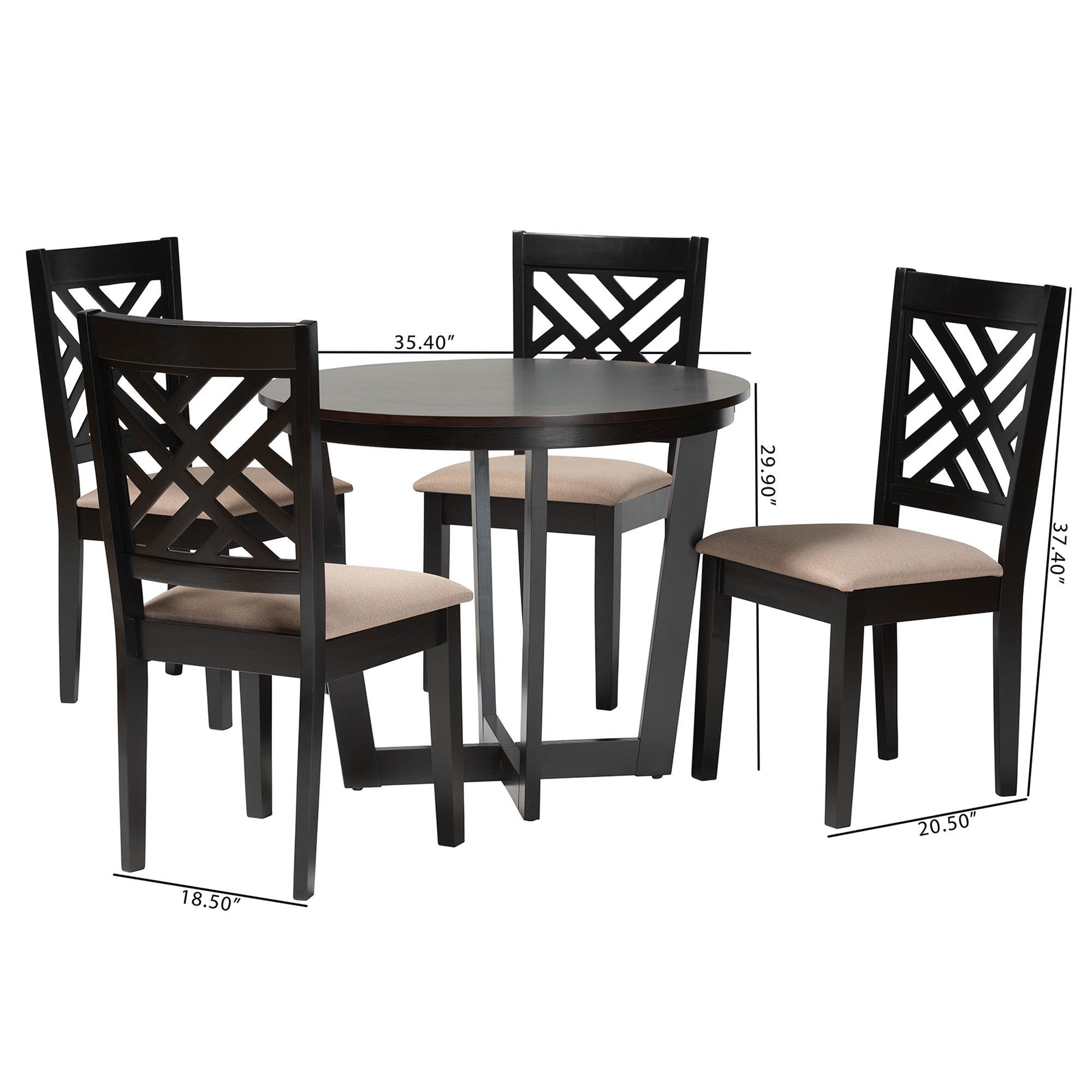 Alena Modern Sand Fabric and Finished Wood 5-Piece Dining Set
