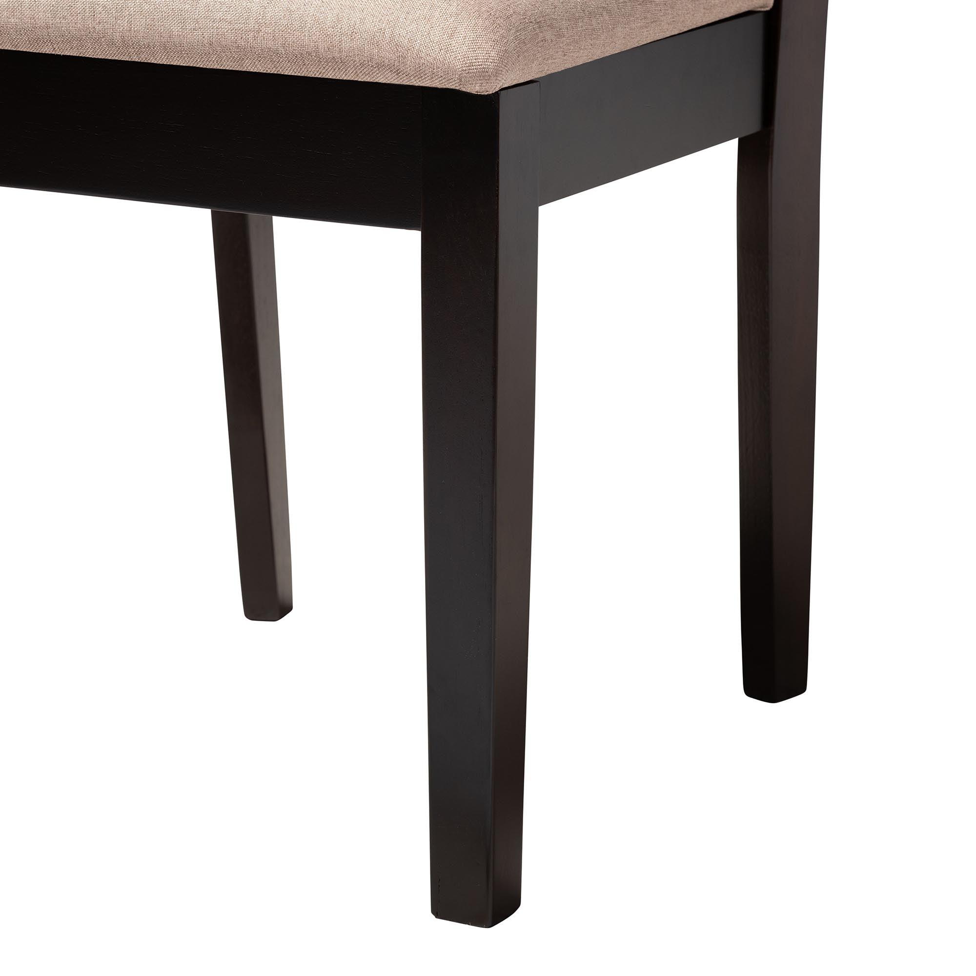 Alena Modern Sand Fabric and Finished Wood 5-Piece Dining Set