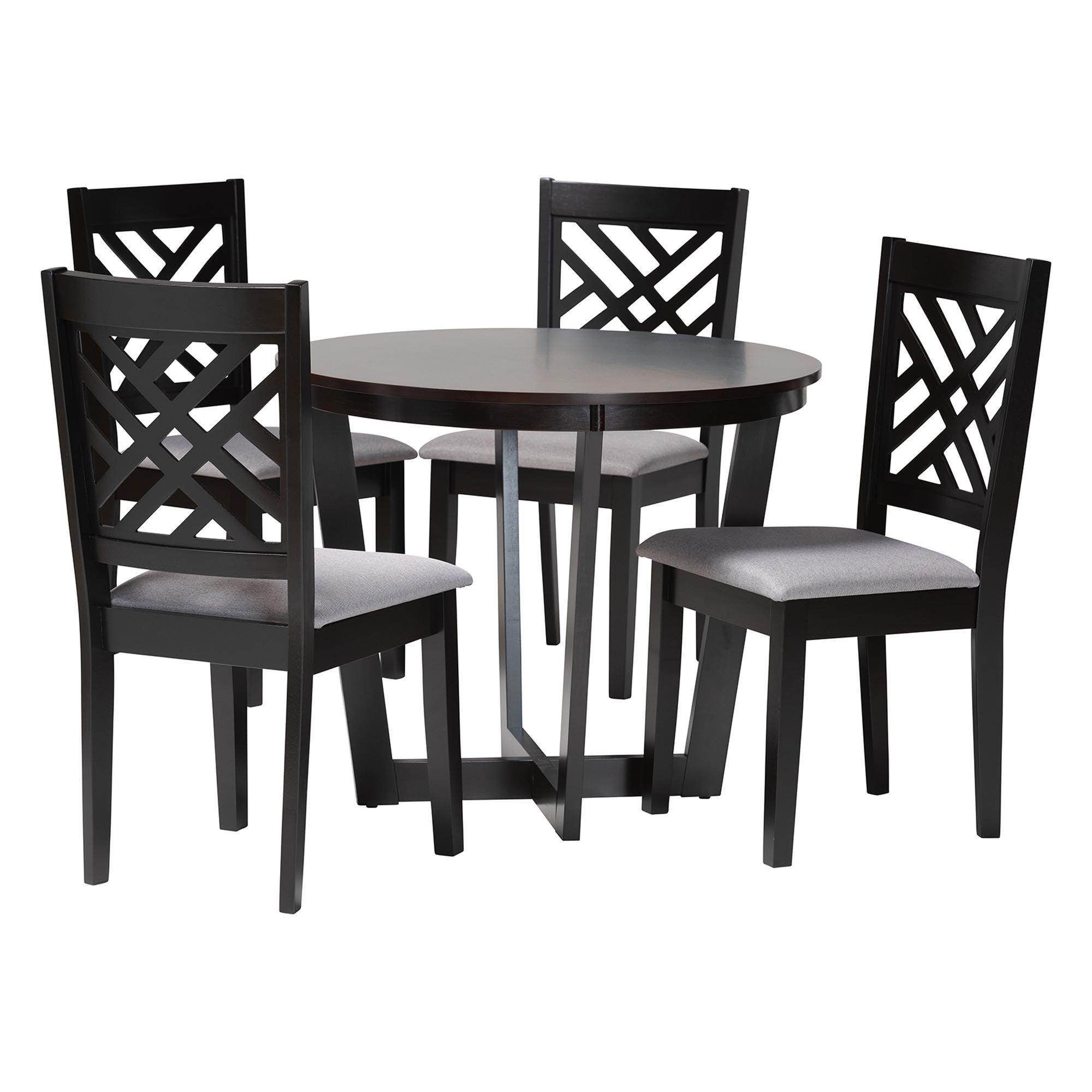 Alena Modern Fabric and Finished Wood 5-Piece Dining Set