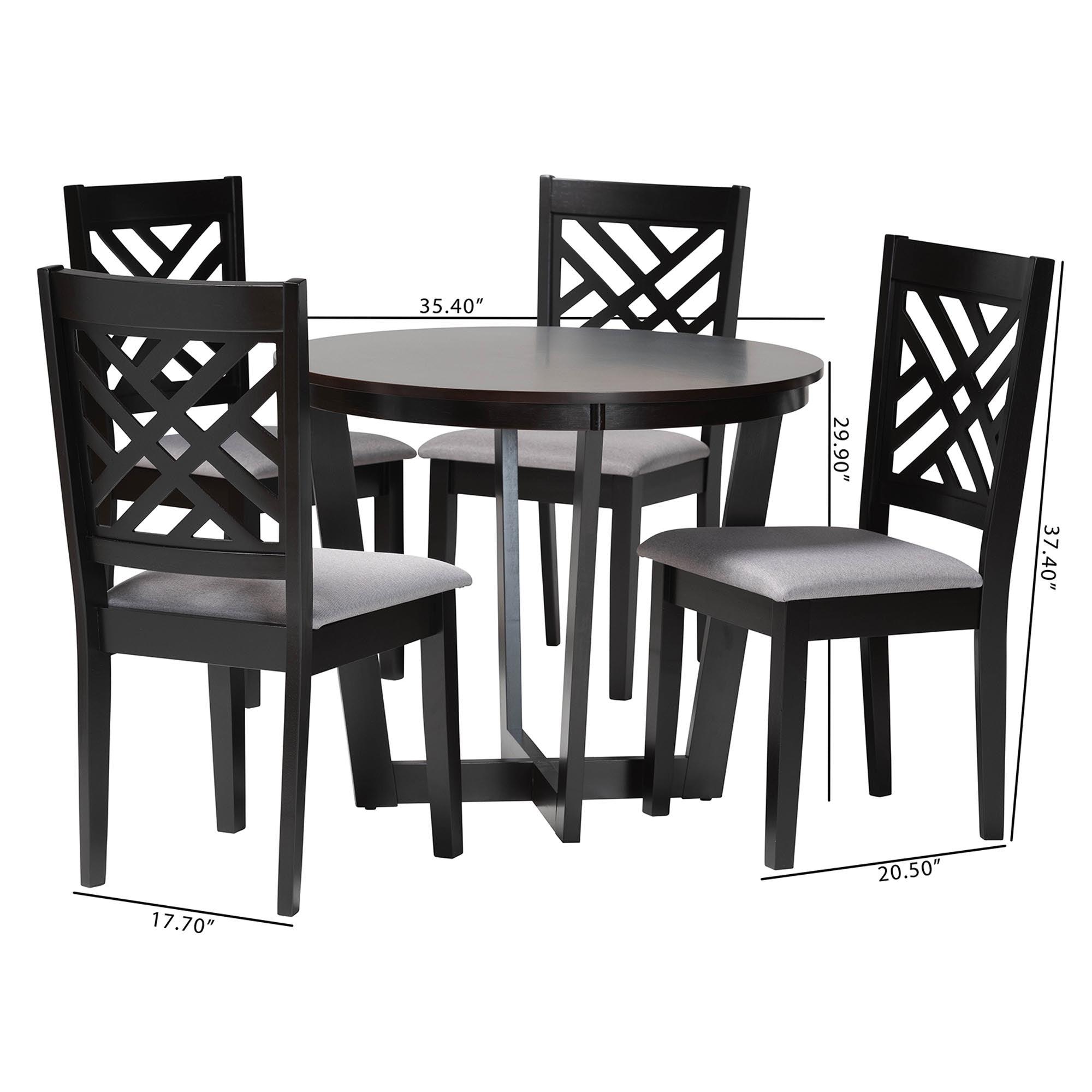 Alena Modern Fabric and Finished Wood 5-Piece Dining Set
