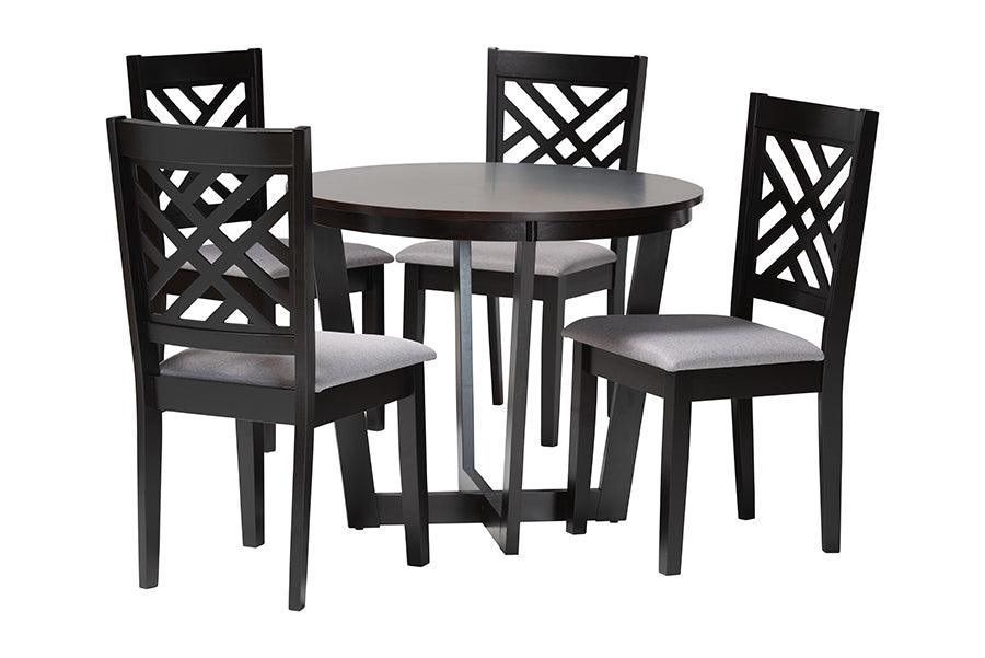Alena Modern Fabric and Finished Wood 5-Piece Dining Set