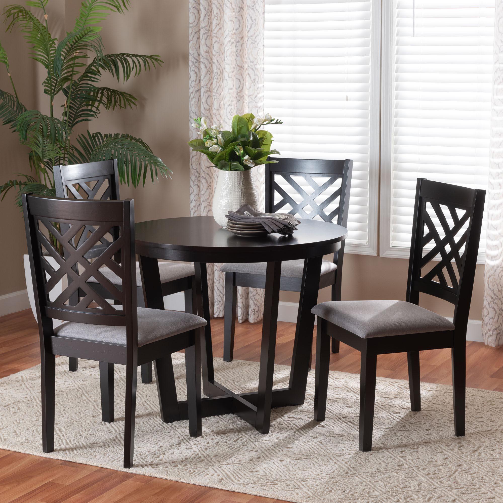 Alena Modern Fabric and Finished Wood 5-Piece Dining Set