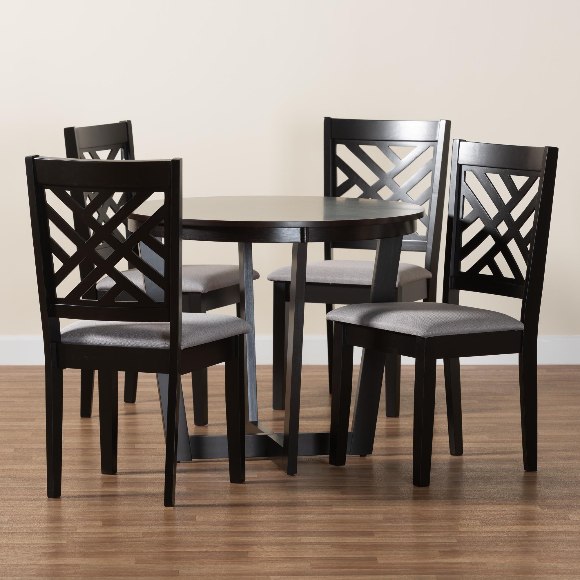 Alena Modern Fabric and Finished Wood 5-Piece Dining Set