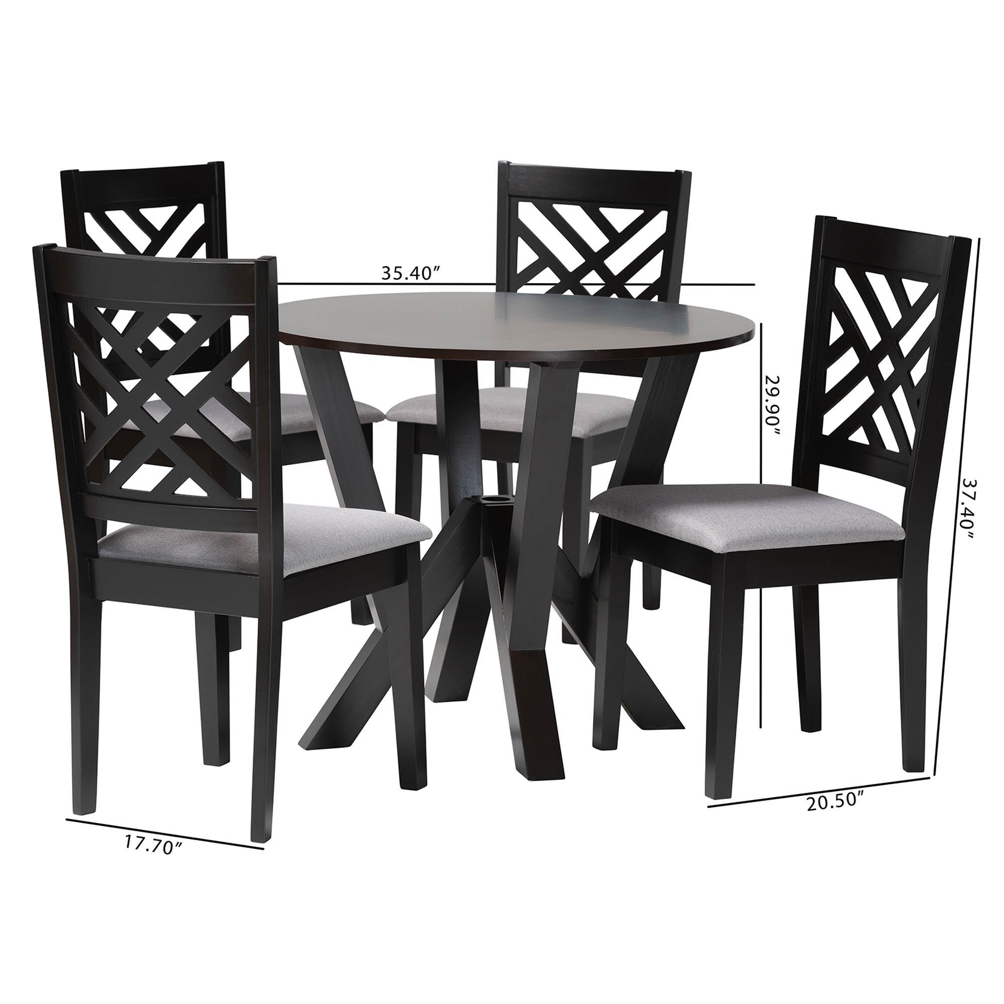 Elise Modern Fabric and Finished Wood 5-Piece Dining Set