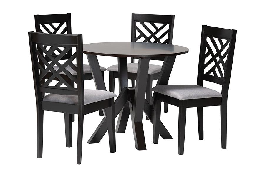 Elise Modern Fabric and Finished Wood 5-Piece Dining Set