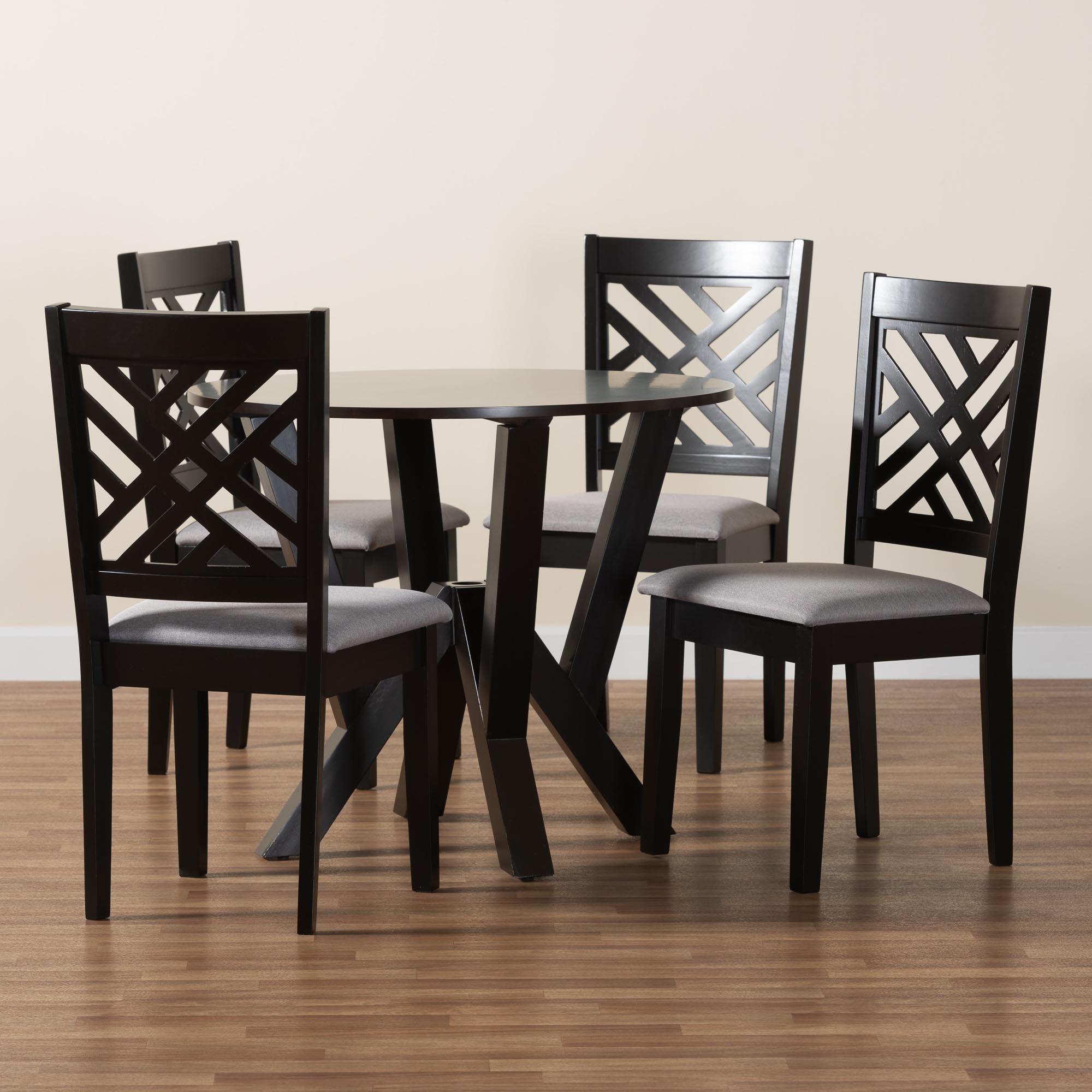 Elise Modern Fabric and Finished Wood 5-Piece Dining Set