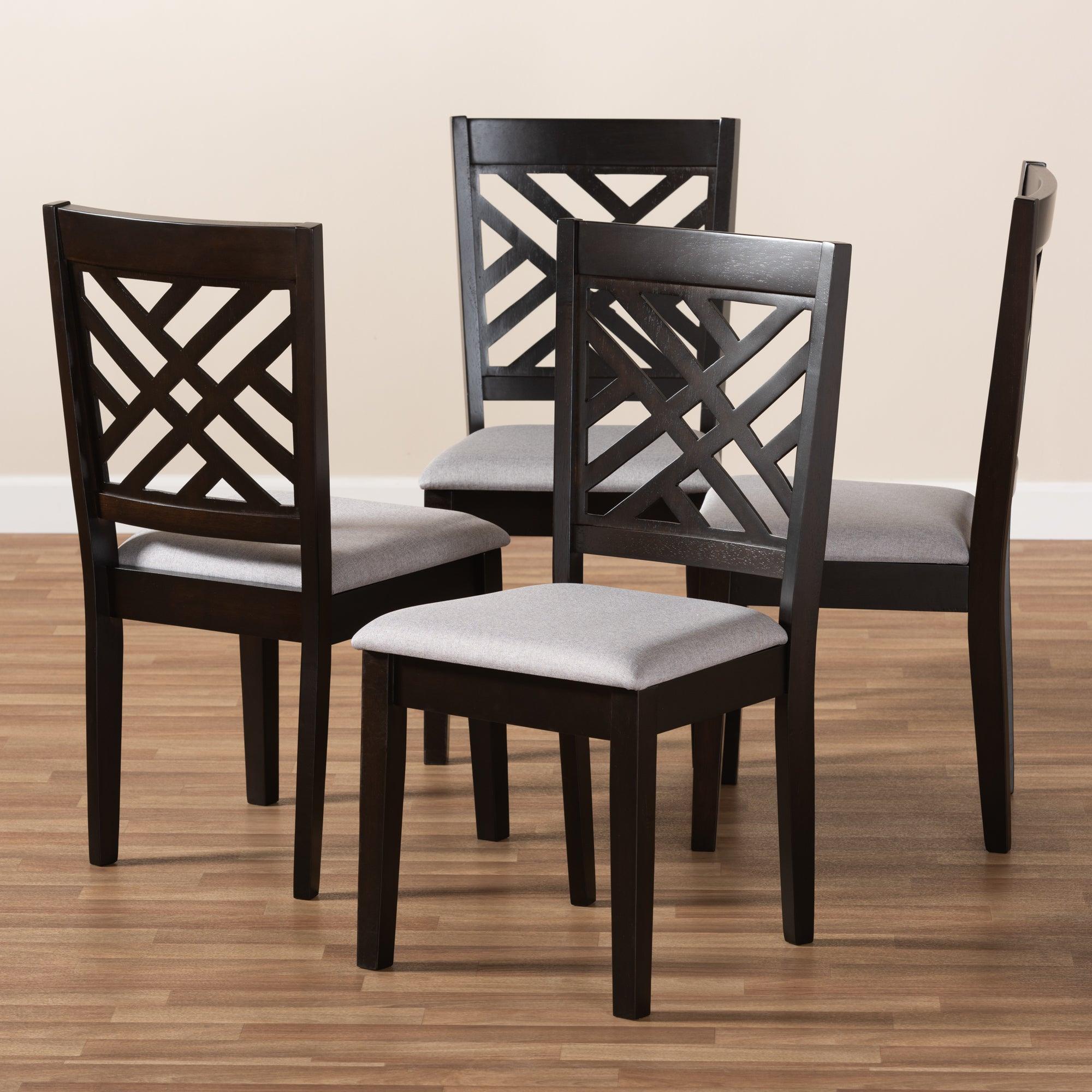 Caron Modern and Contemporary Fabric Upholstered Espresso Finished Wood Dining Chair Set of 4