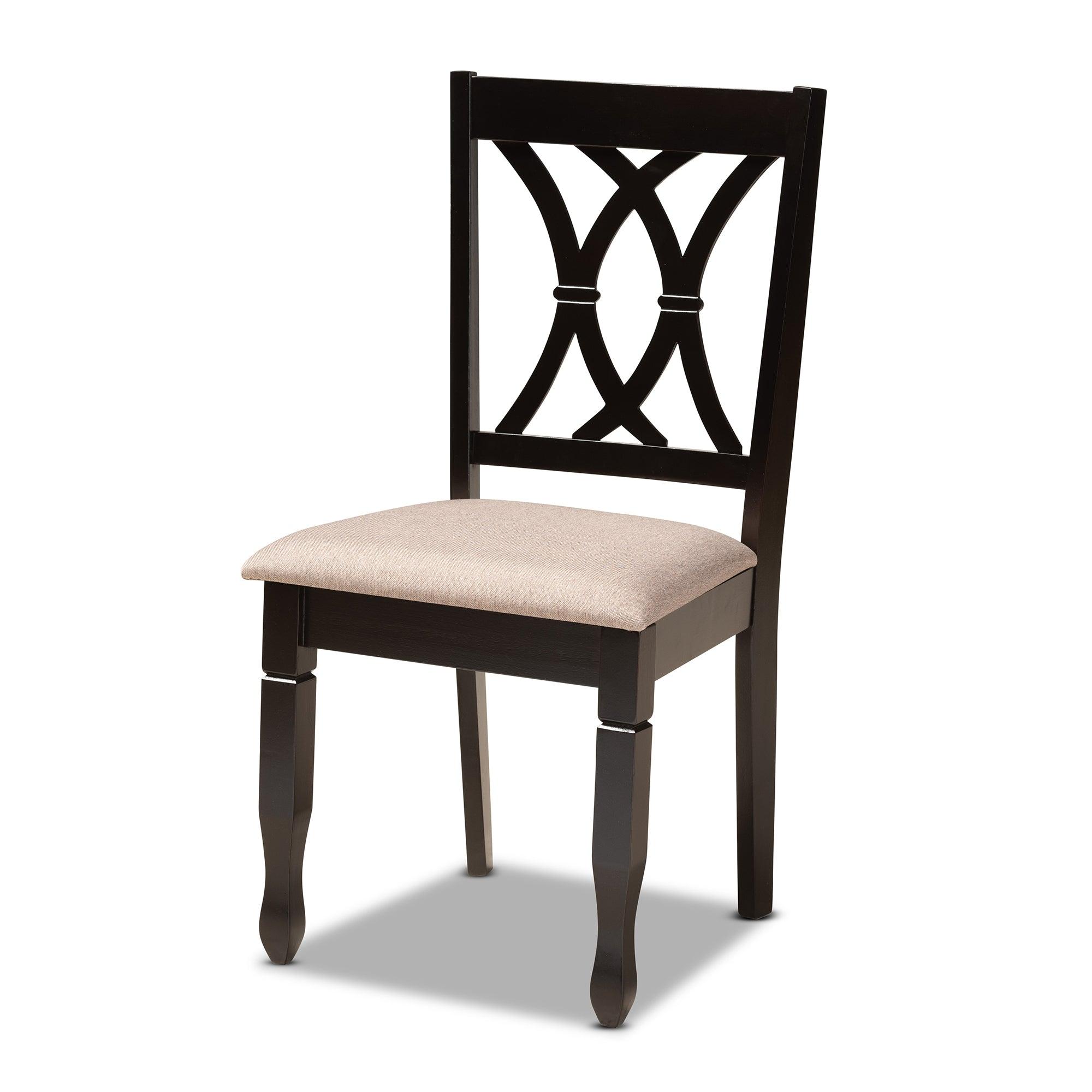 Millie Modern and Contemporary Sand Fabric Upholstered and Finished Wood 5-Piece Dining Set