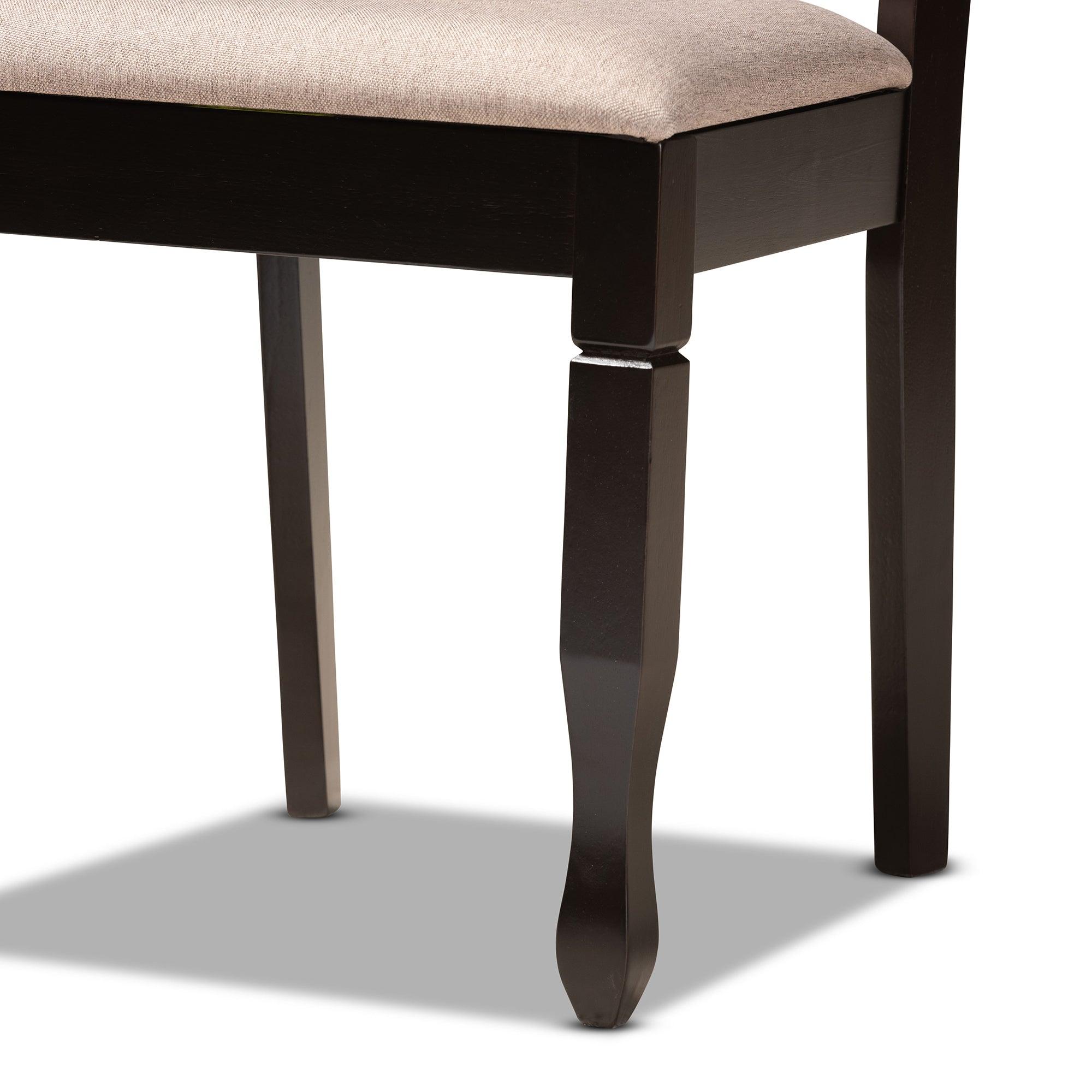 Millie Modern and Contemporary Sand Fabric Upholstered and Finished Wood 5-Piece Dining Set