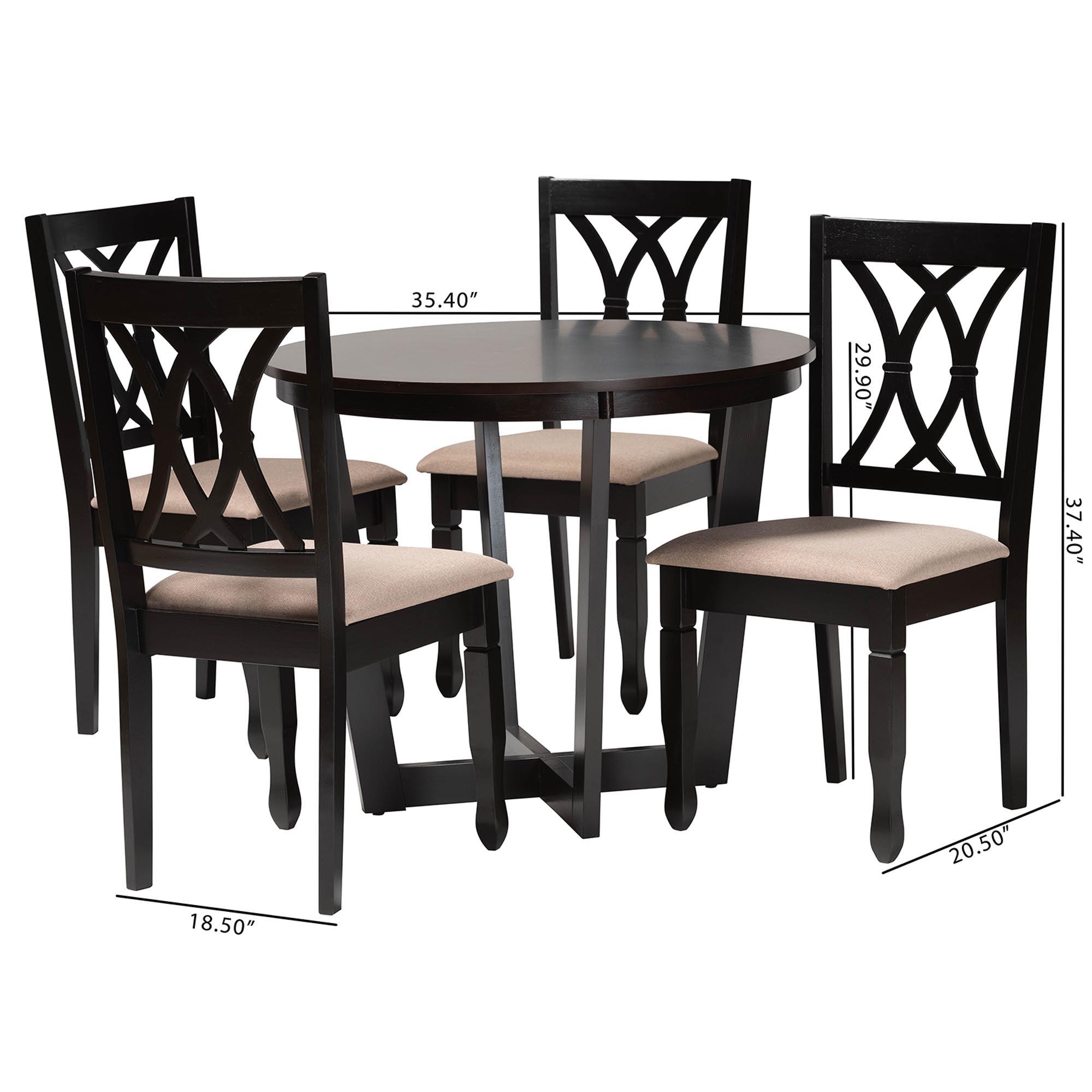 Aggie Modern Sand Fabric and Finished Wood 5-Piece Dining Set