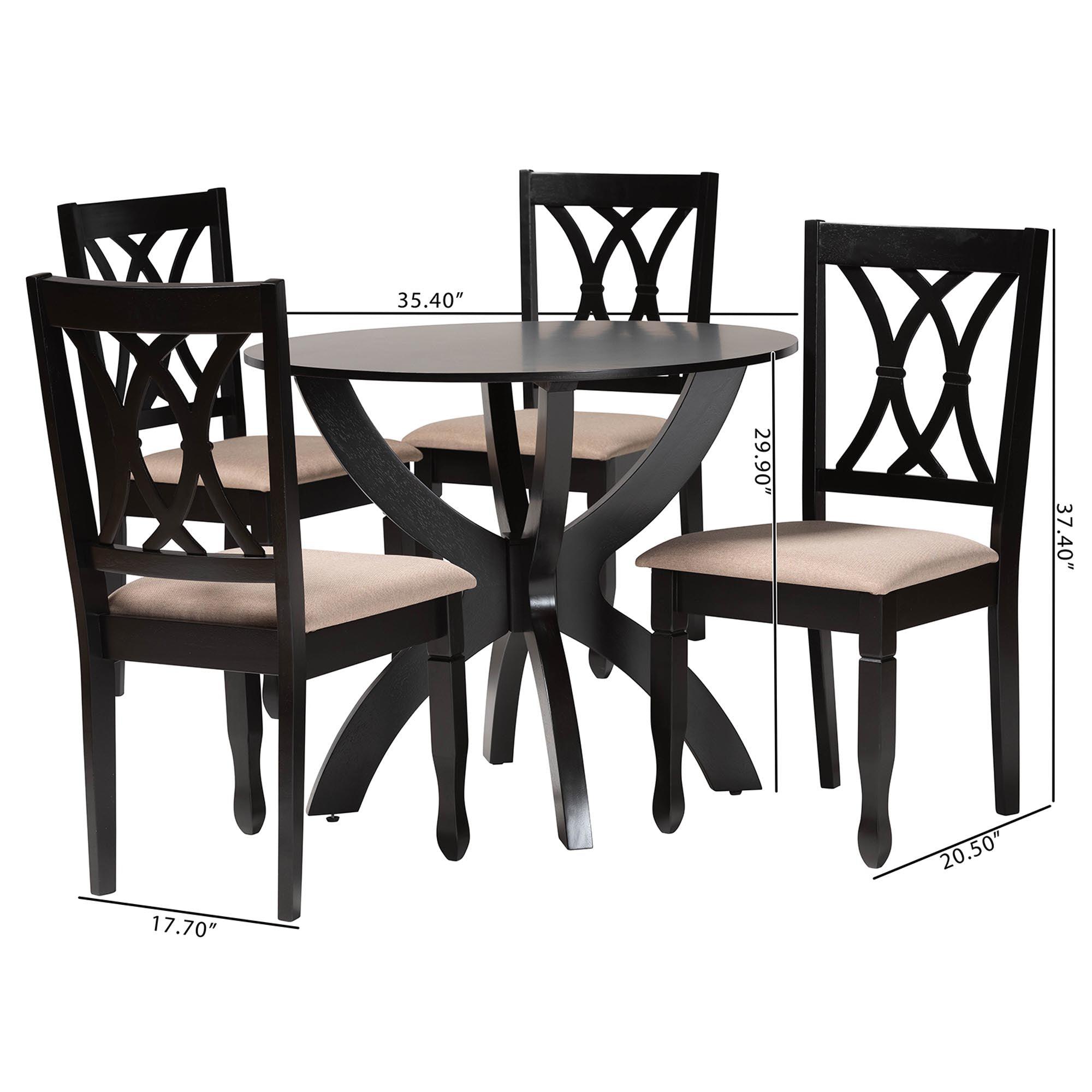 April Modern Sand Fabric and Finished Wood 5-Piece Dining Set
