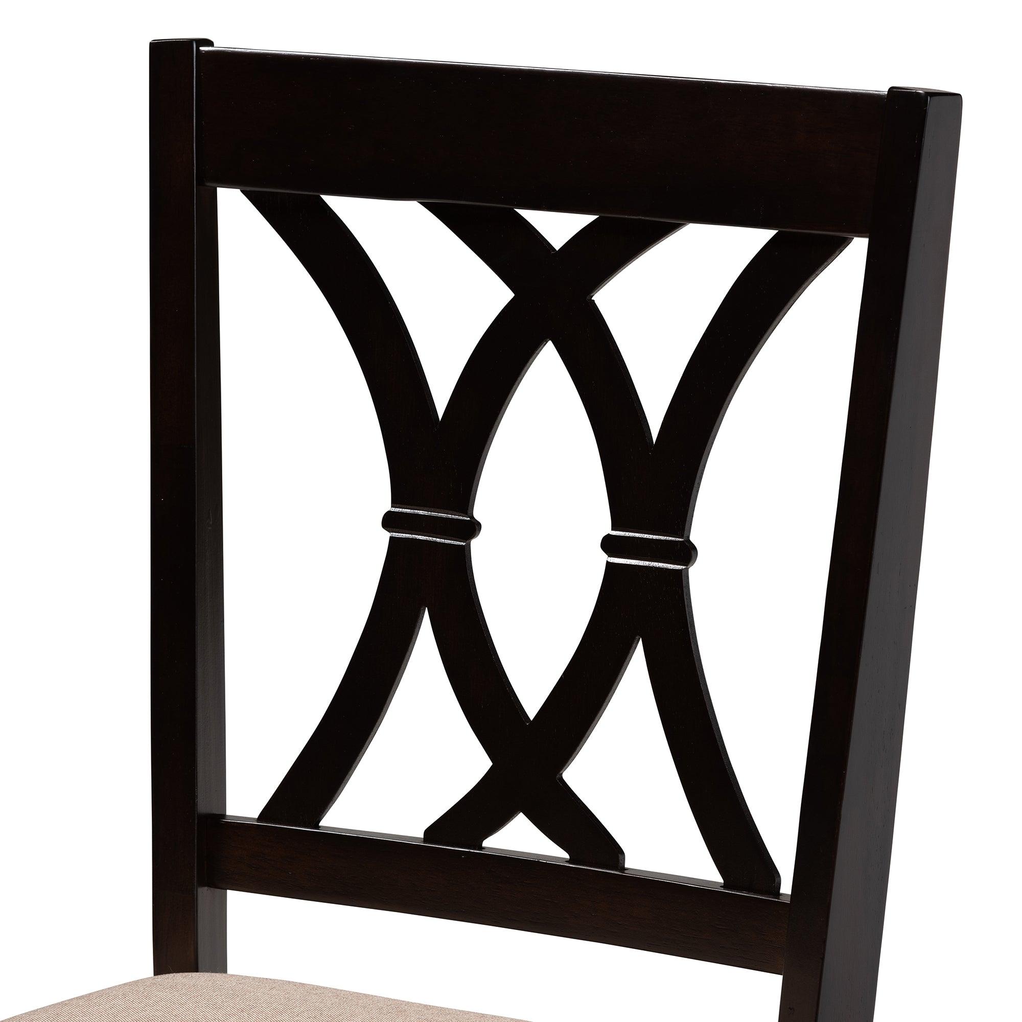 Reneau Modern and Contemporary Sand Fabric Upholstered Espresso Finished Wood 5-Piece Dining Set