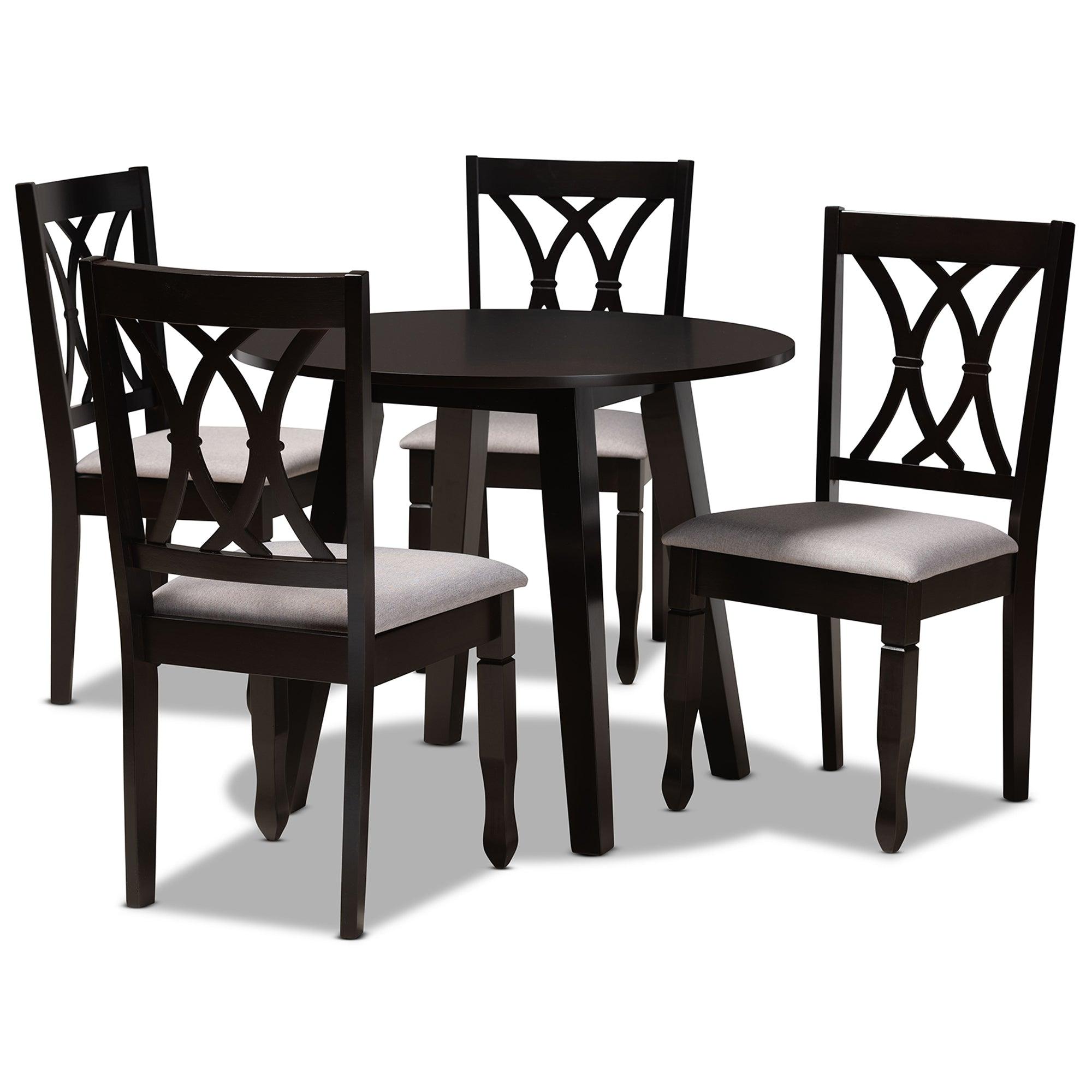Millie Modern and Contemporary Fabric Upholstered and Finished Wood 5-Piece Dining Set