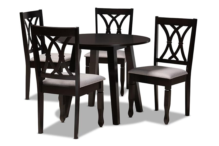 Millie Modern and Contemporary Fabric Upholstered and Finished Wood 5-Piece Dining Set