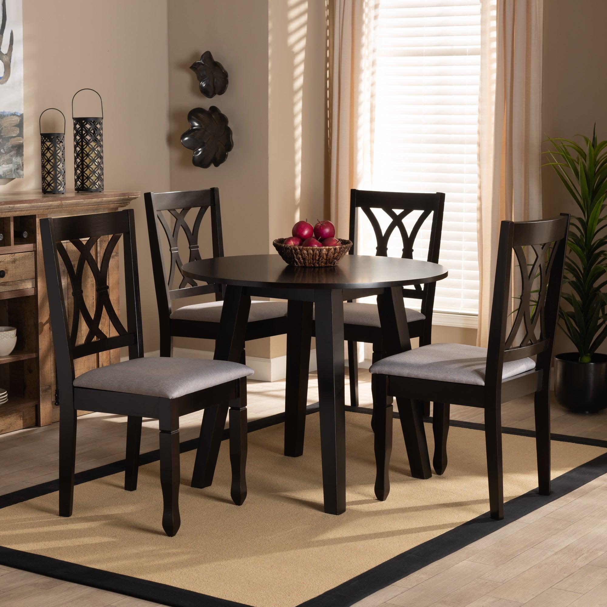 Millie Modern and Contemporary Fabric Upholstered and Finished Wood 5-Piece Dining Set