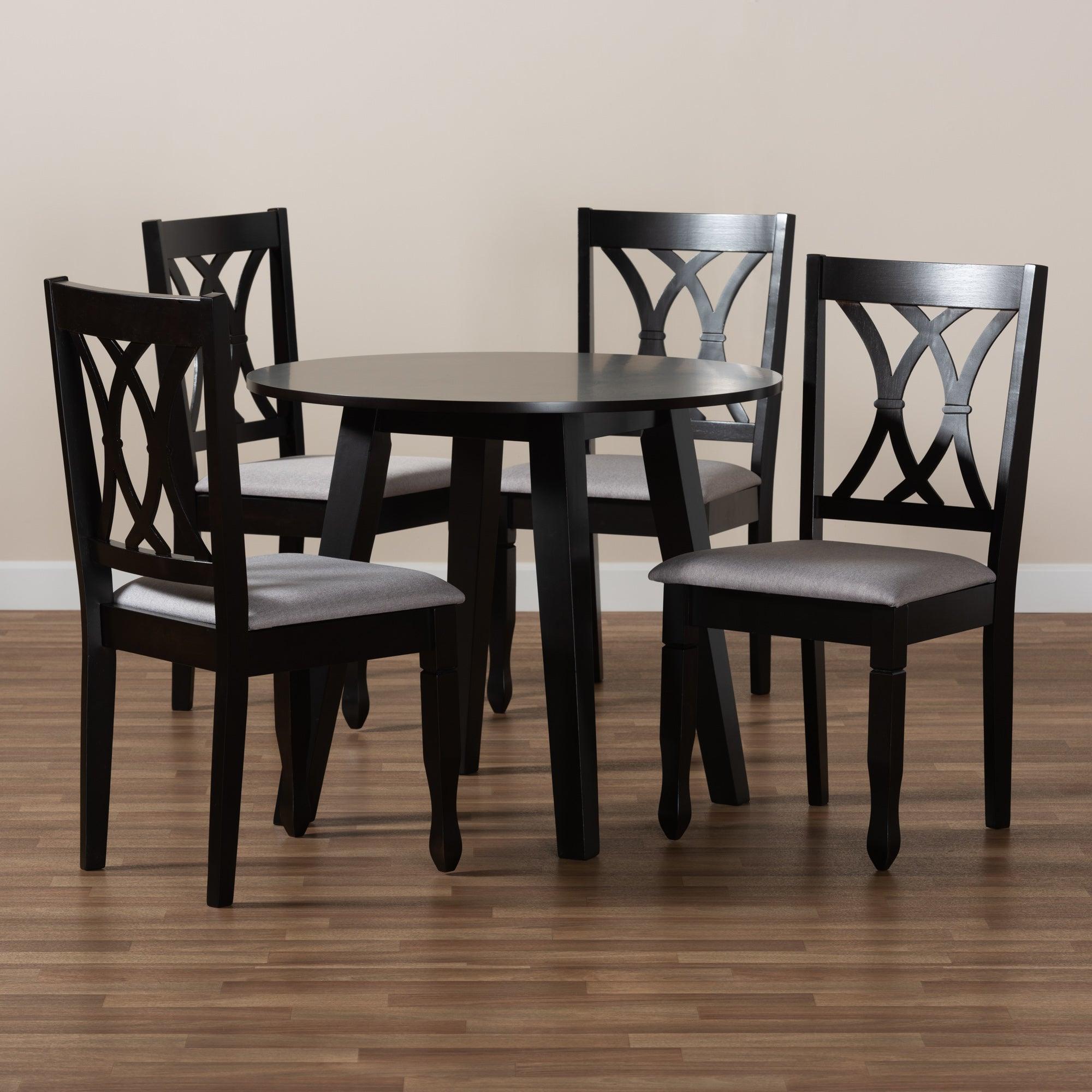 Millie Modern and Contemporary Fabric Upholstered and Finished Wood 5-Piece Dining Set