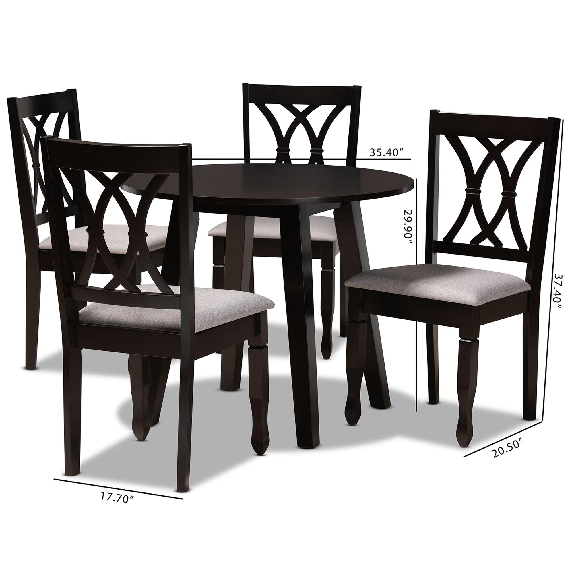 Millie Modern and Contemporary Fabric Upholstered and Finished Wood 5-Piece Dining Set