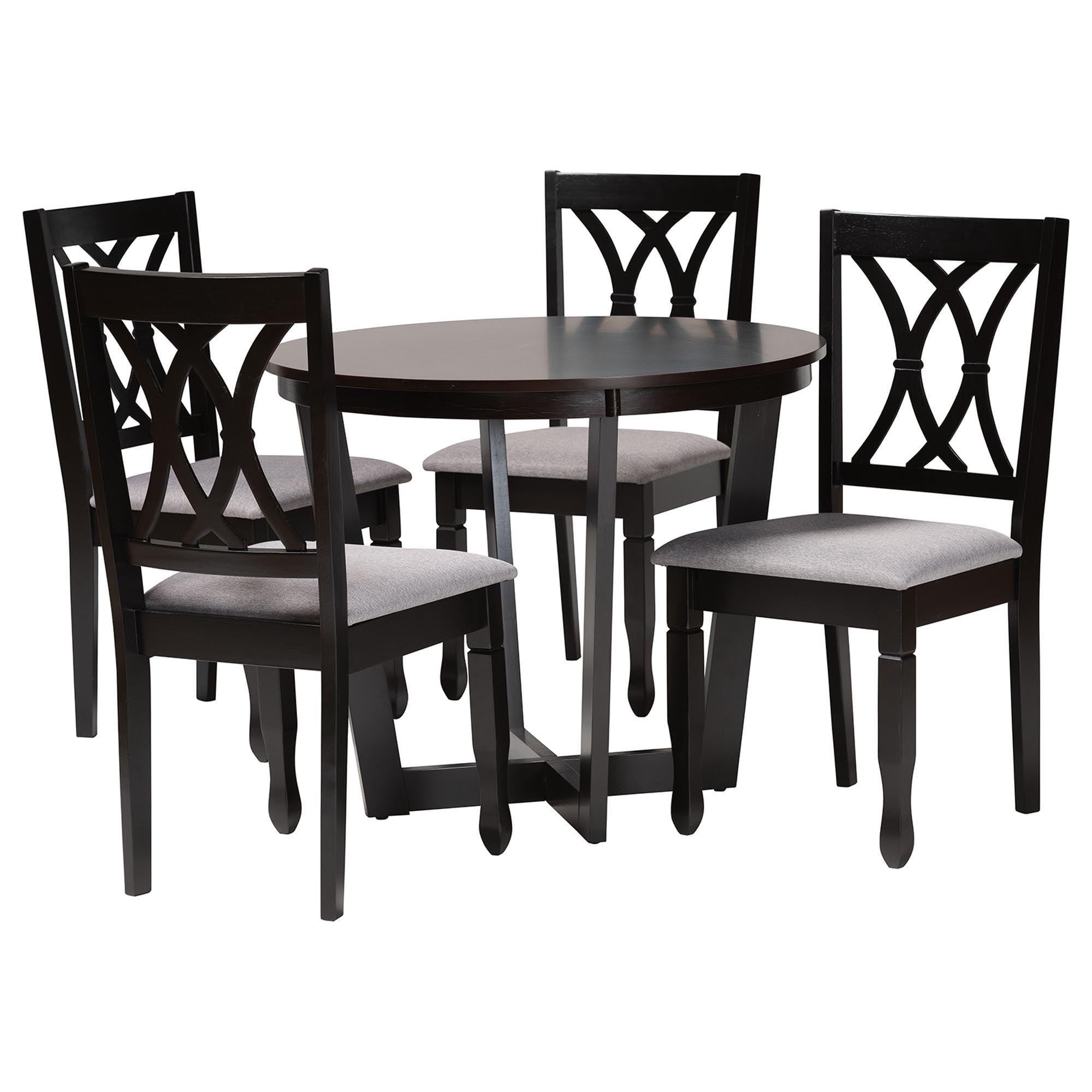 Aggie Modern Fabric and Finished Wood 5-Piece Dining Set