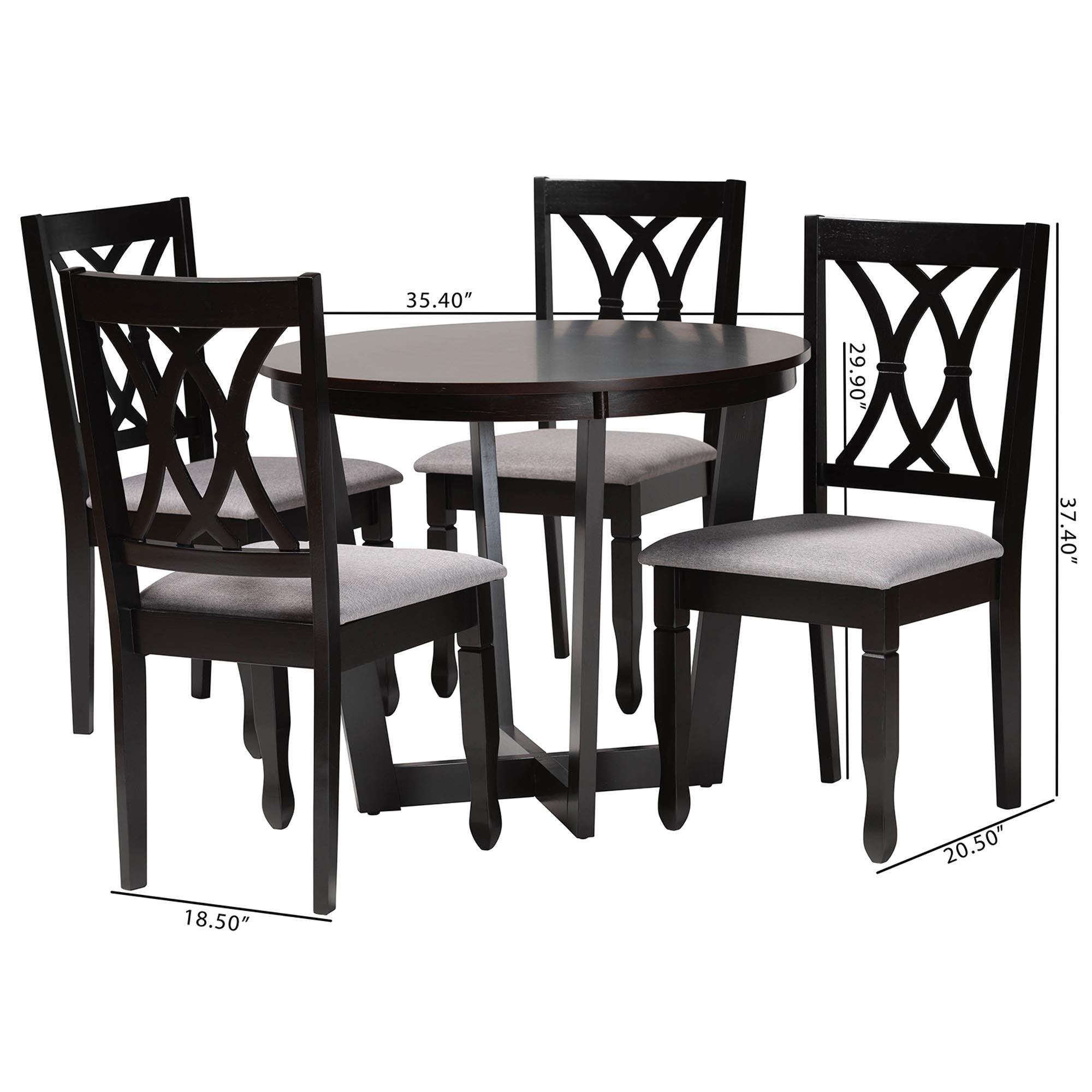 Aggie Modern Fabric and Finished Wood 5-Piece Dining Set