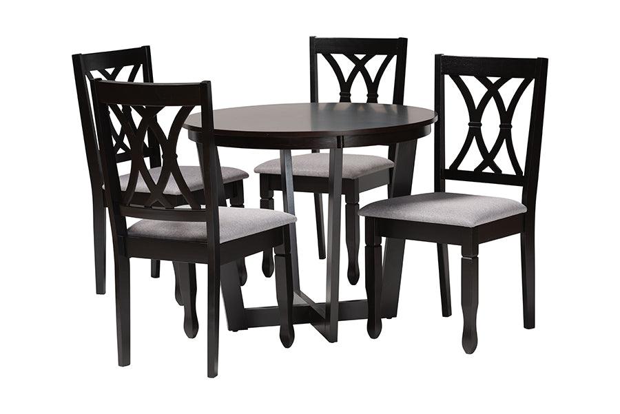 Aggie Modern Fabric and Finished Wood 5-Piece Dining Set