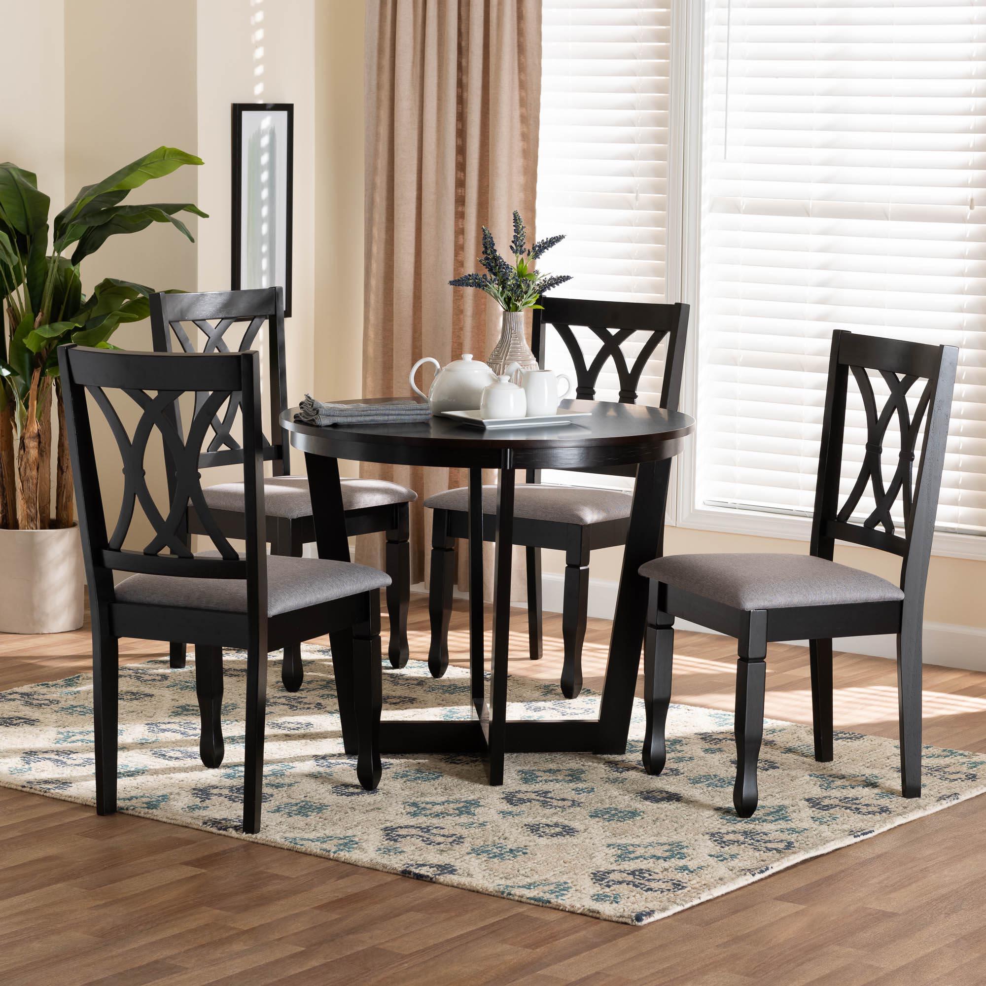 Aggie Modern Fabric and Finished Wood 5-Piece Dining Set