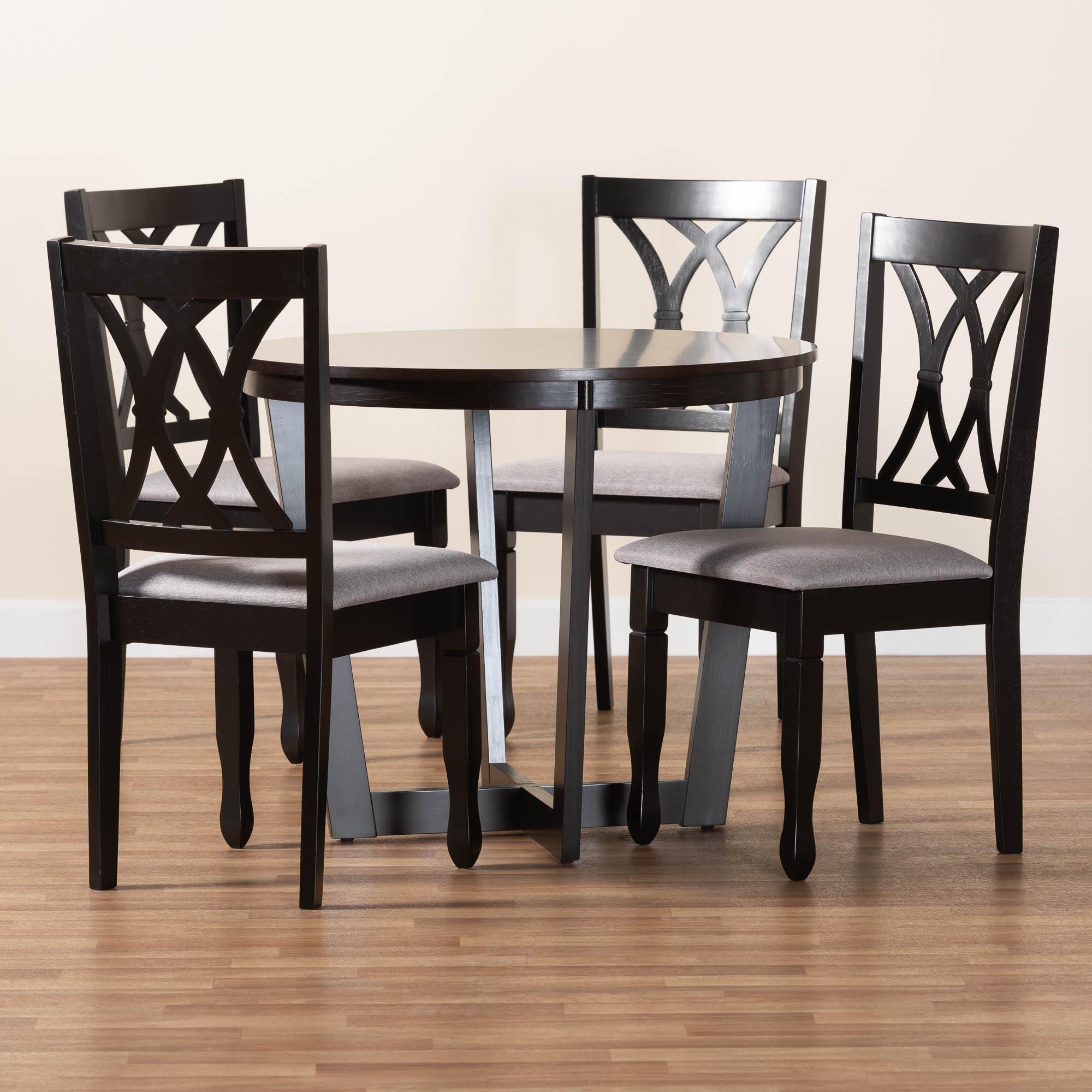 Aggie Modern Fabric and Finished Wood 5-Piece Dining Set