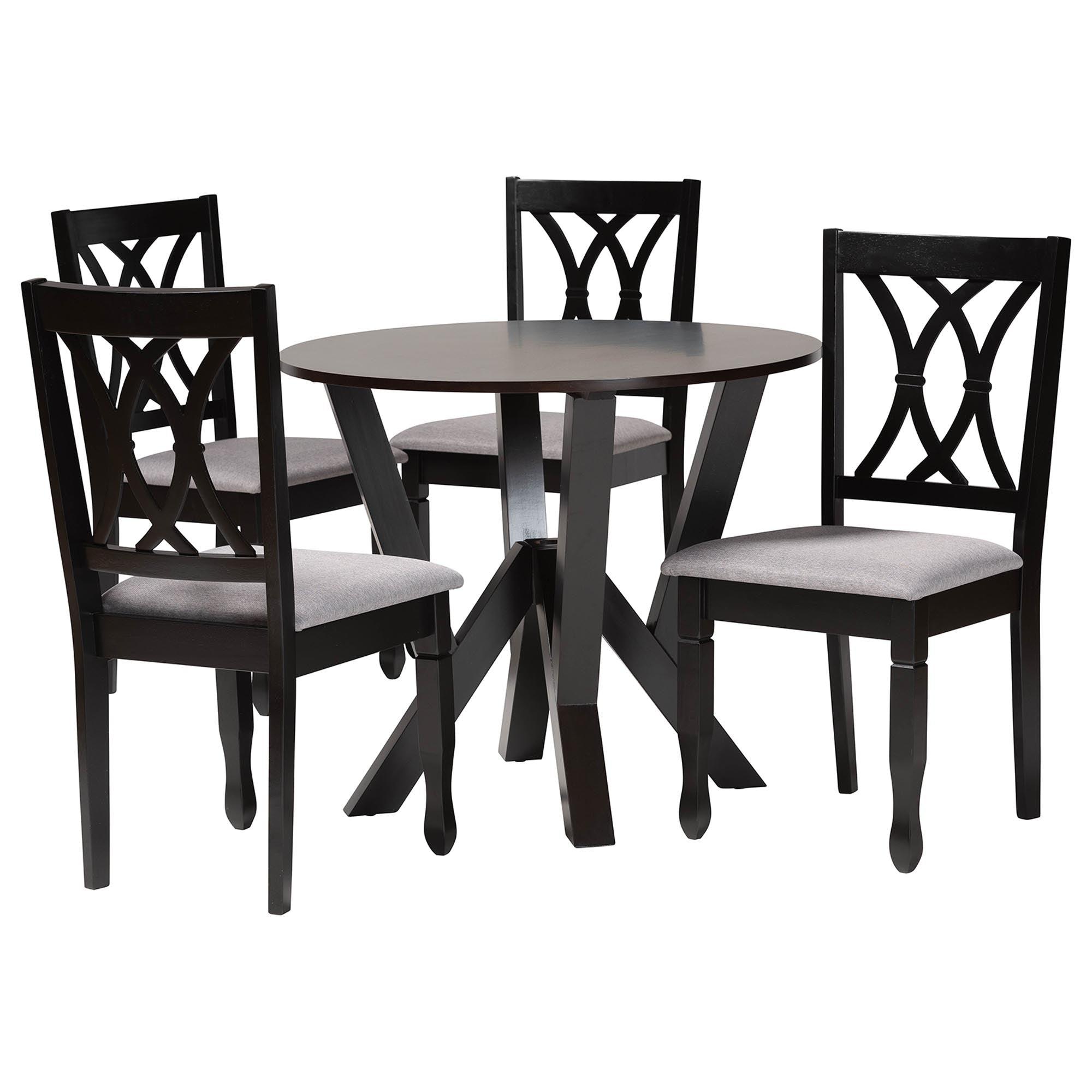 Irene Modern Fabric and Finished Wood 5-Piece Dining Set